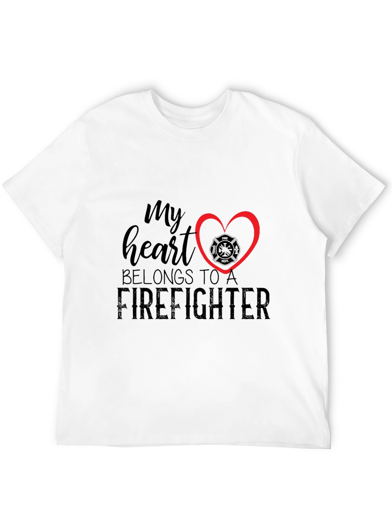 Black Firefighter Heart T-Shirt - Black view 12