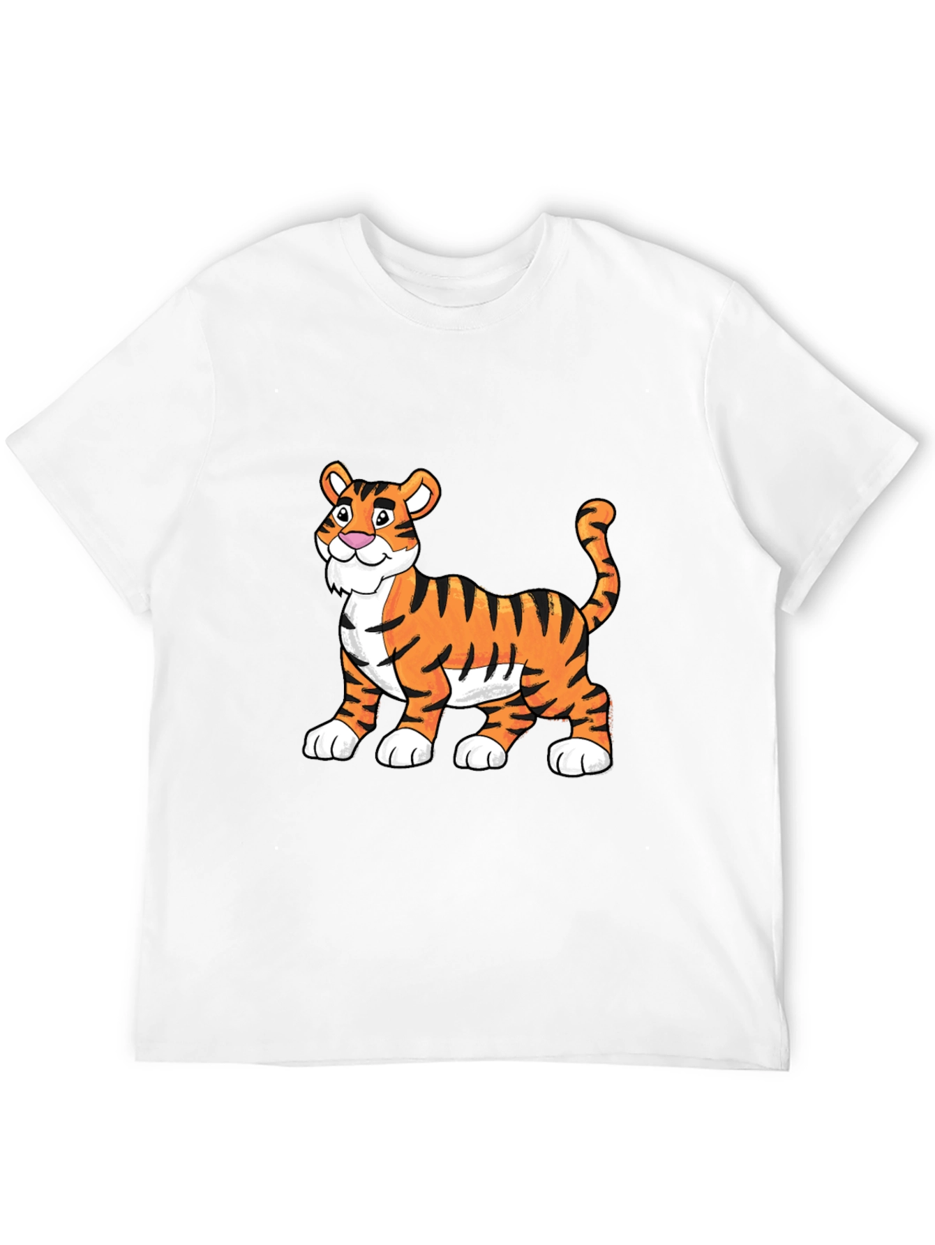 Black Cartoon Tiger Graphic Tee - Soft Black Cotton view 12