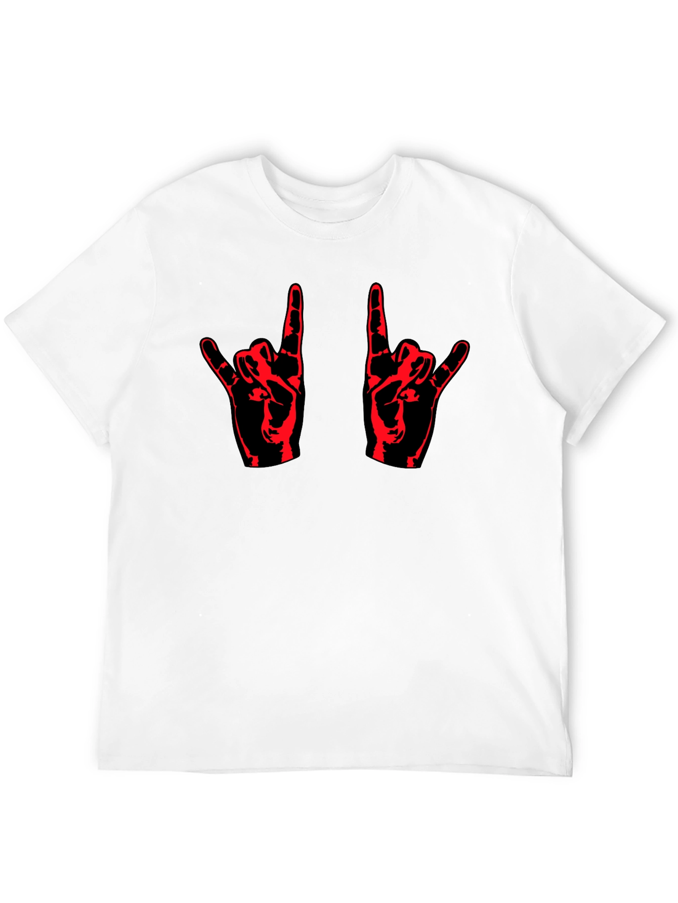 Black Rock On! Black T-Shirt with Red Hand Design view 12