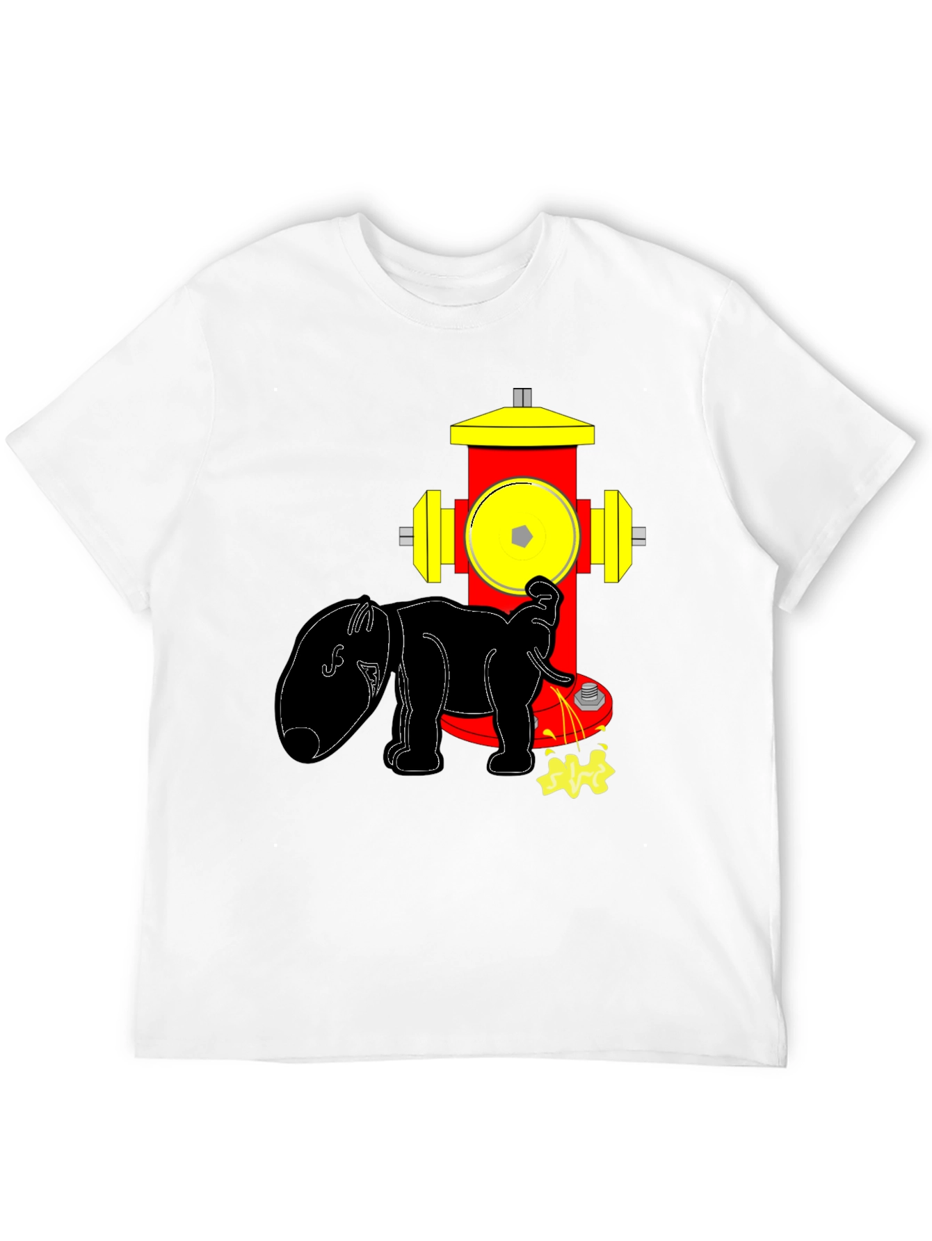 Black Funny Elephant Peeing on Fire Hydrant Black T-Shirt view 12
