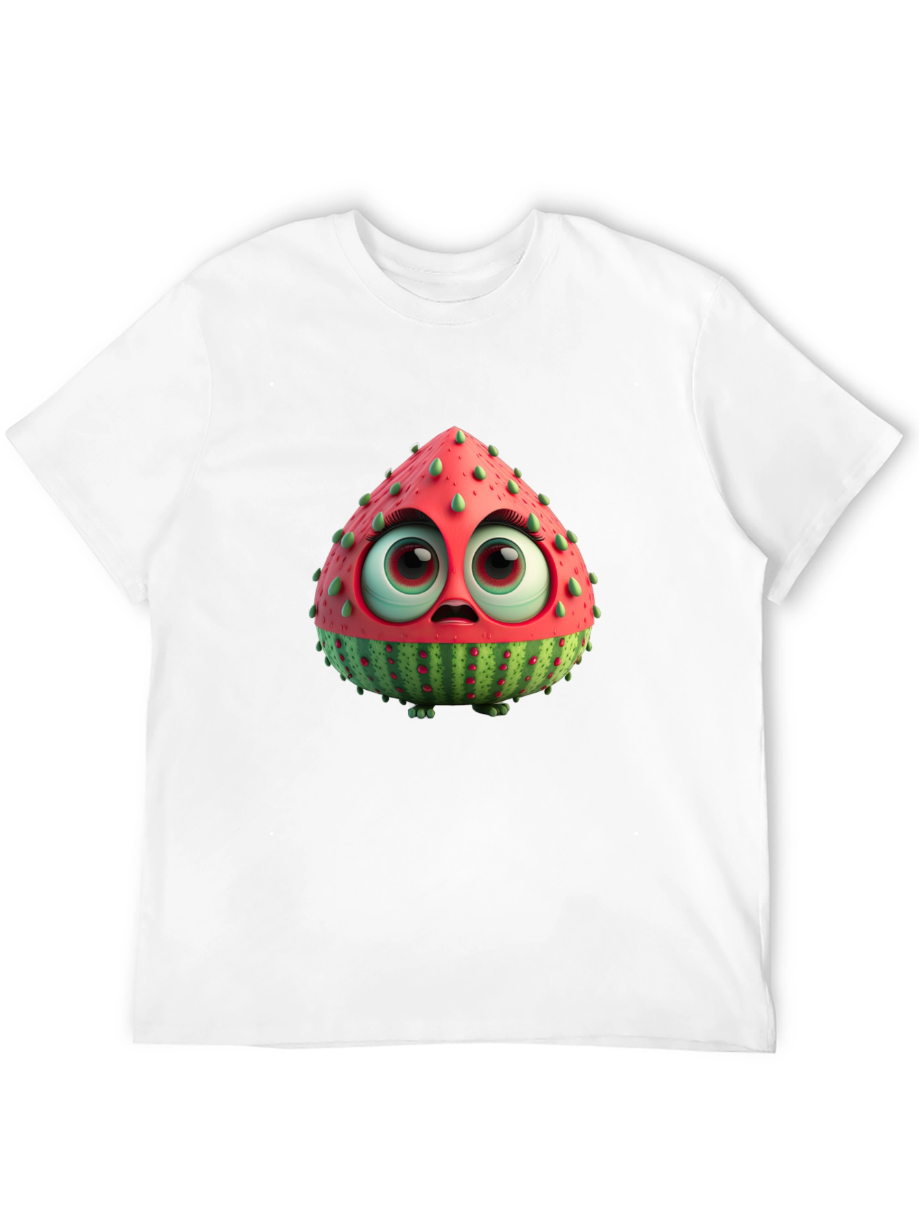Black Cartoon Watermelon Character Black T-Shirt view 12