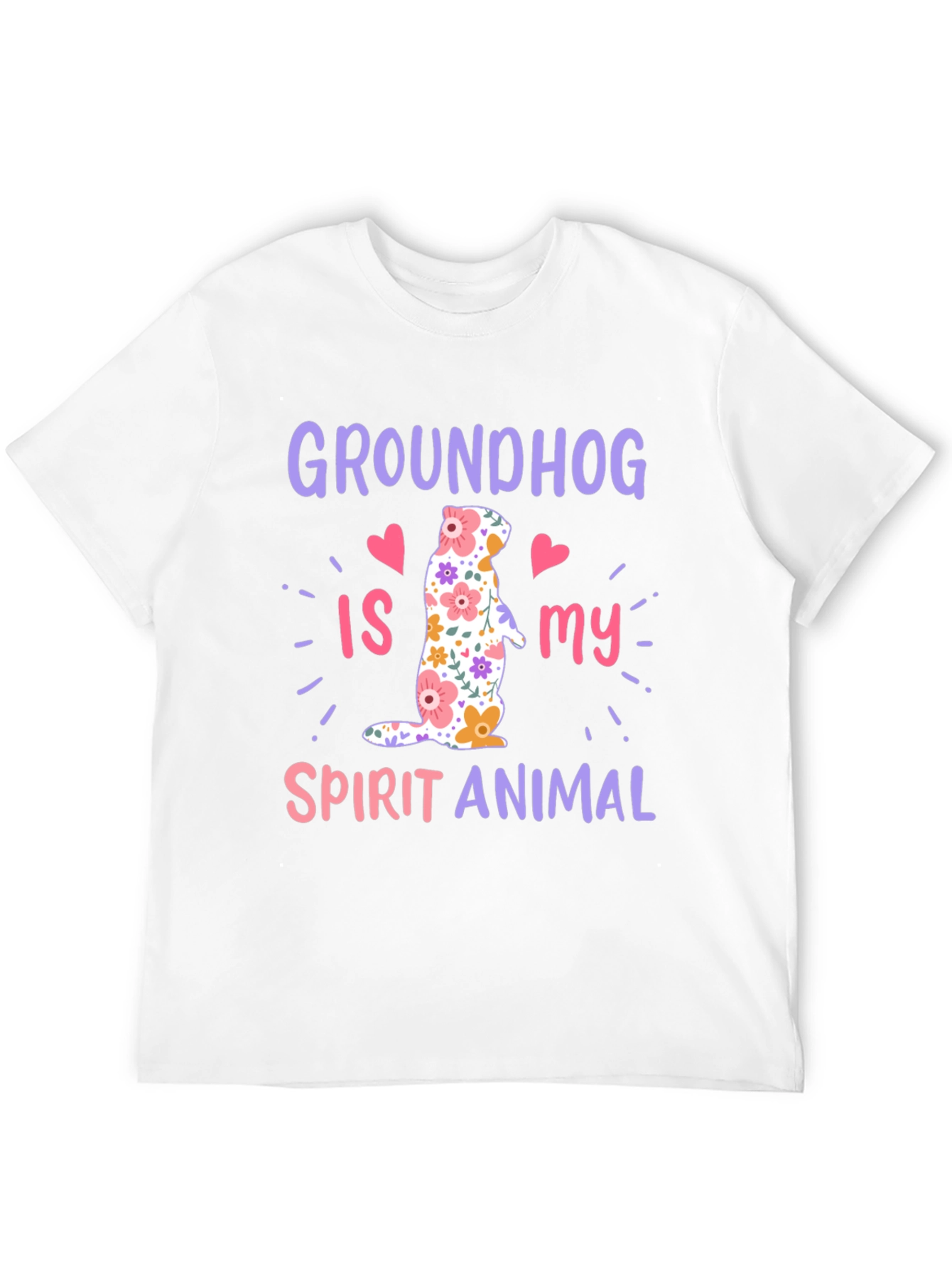 Black Groundhog Spirit Animal T-Shirt Funny Floral Design view 12