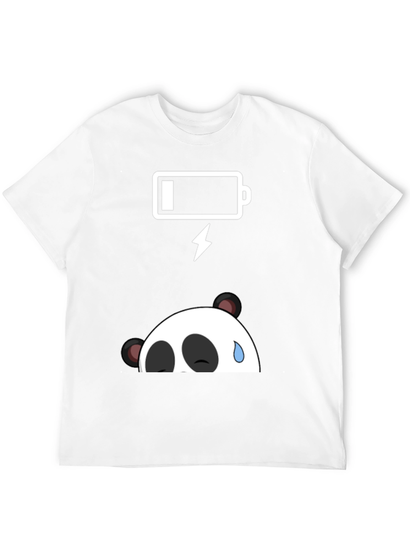 Black Funny Panda Low Battery Graphic Tee - Black Cotton T-Shirt view 12