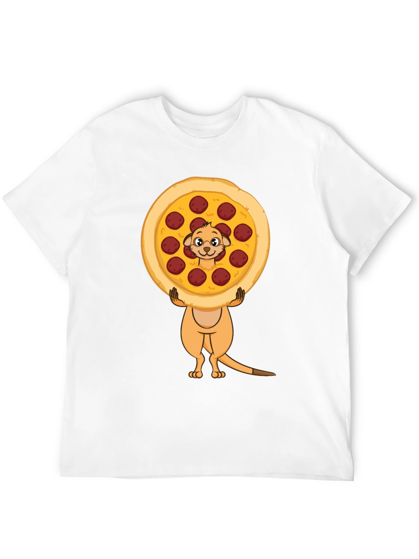 Black Funny Meerkat Pizza Lover Black T-Shirt view 12