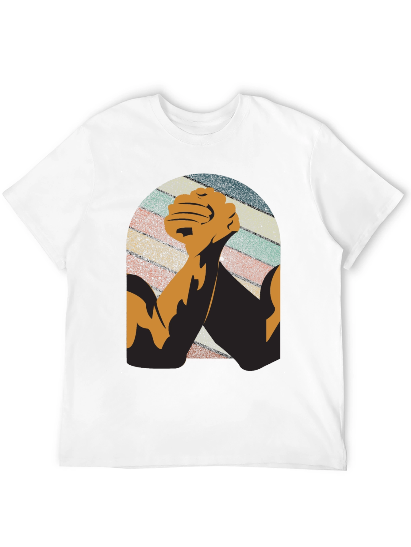 Black Vintage Arm Wrestling Graphic Tee - Black view 12