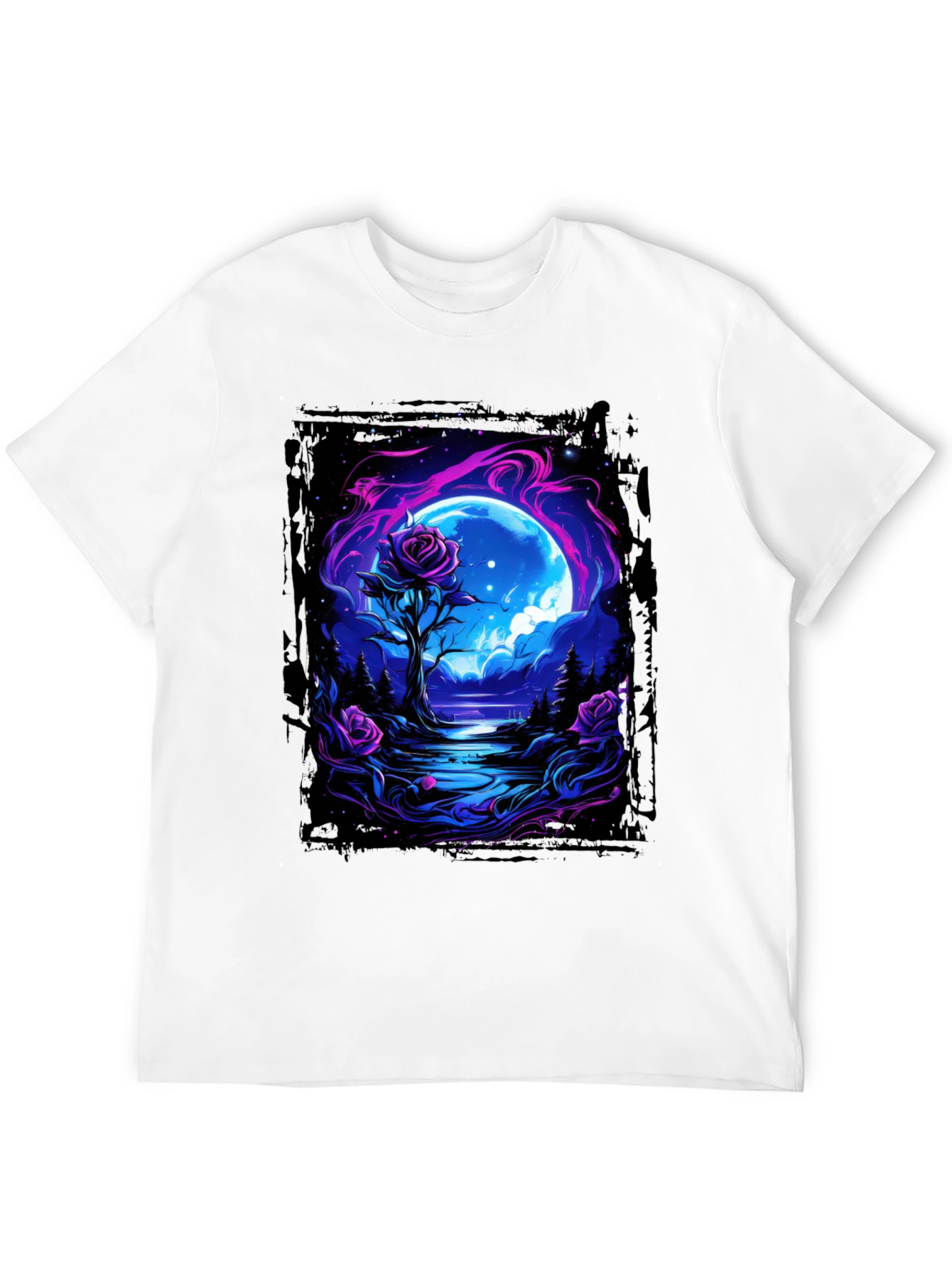 Black Mystic Moonlit Rose Graphic Tee view 12
