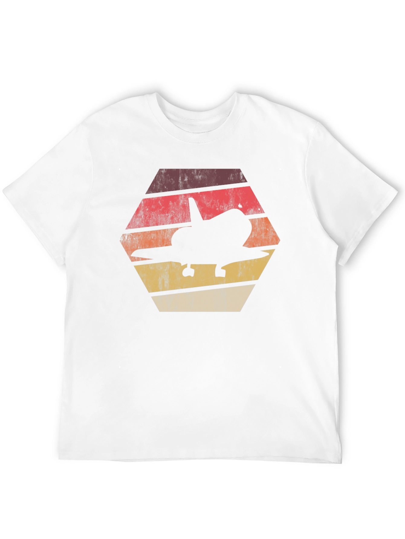 Black Retro Space Shuttle T-Shirt - Vintage Hexagon Design view 12