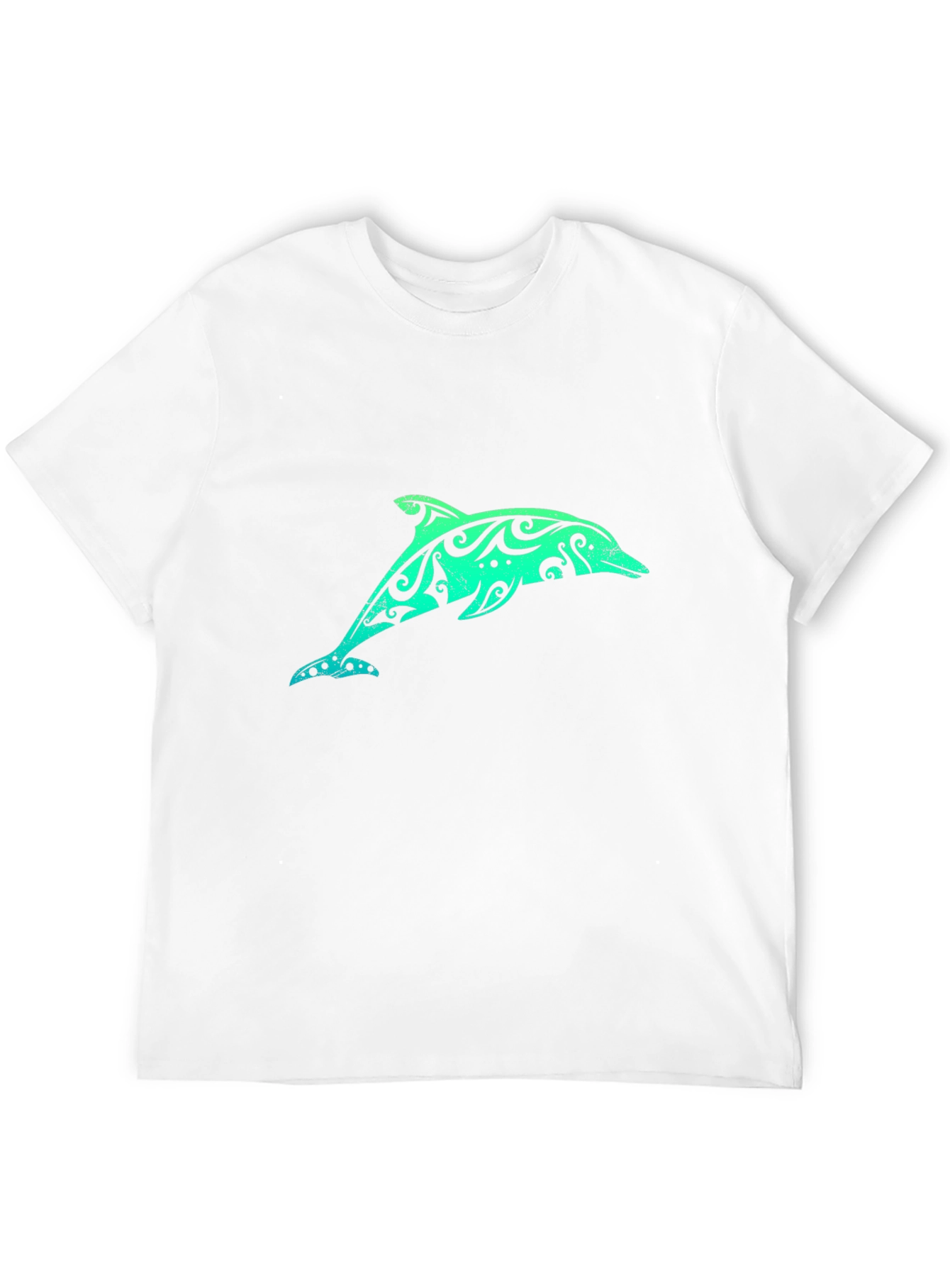 Black Tribal Dolphin Graphic Tee - Black Cotton T-Shirt view 12