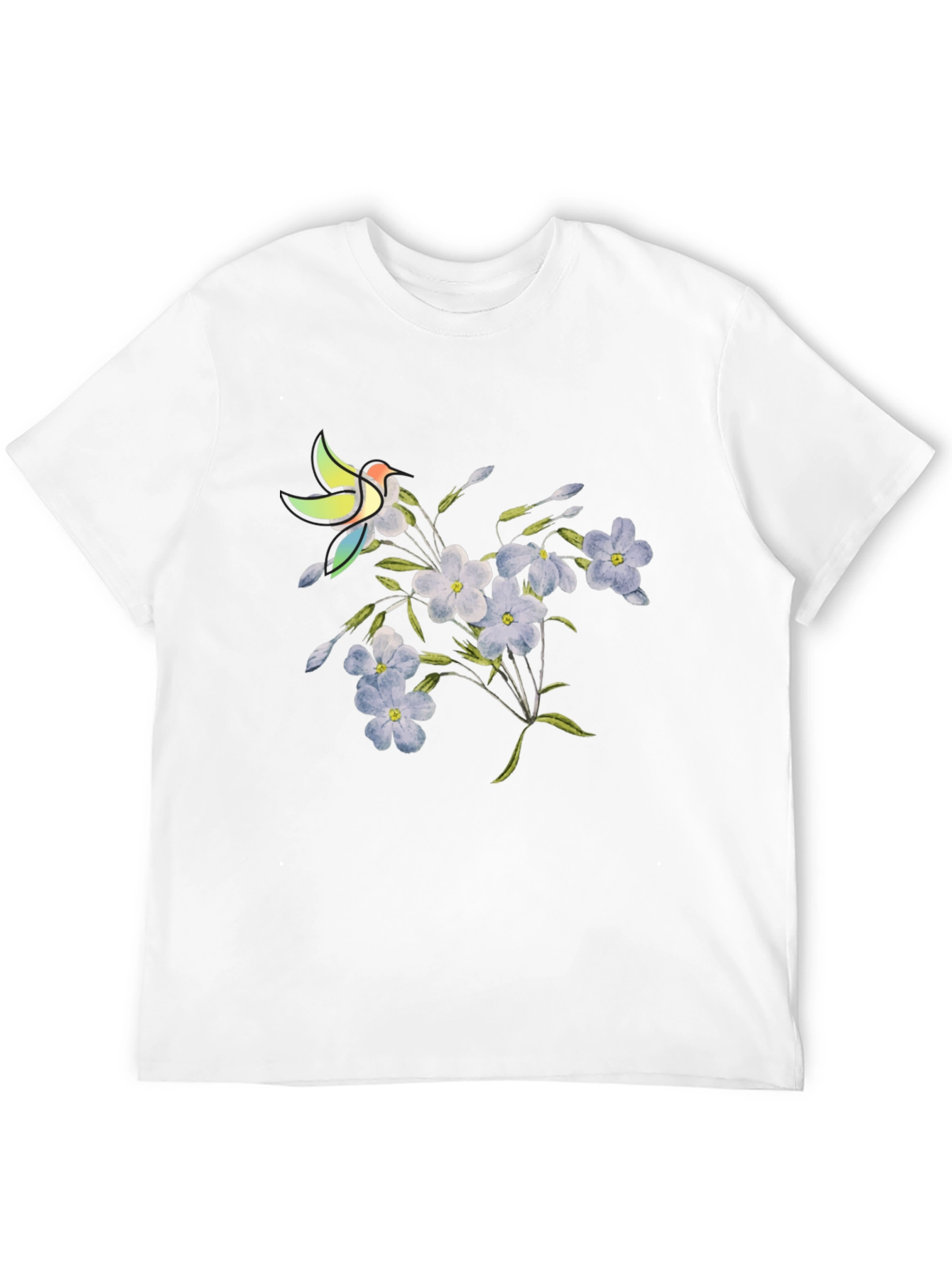 Black Floral & Bird Graphic Tee - Casual Black T-Shirt view 12