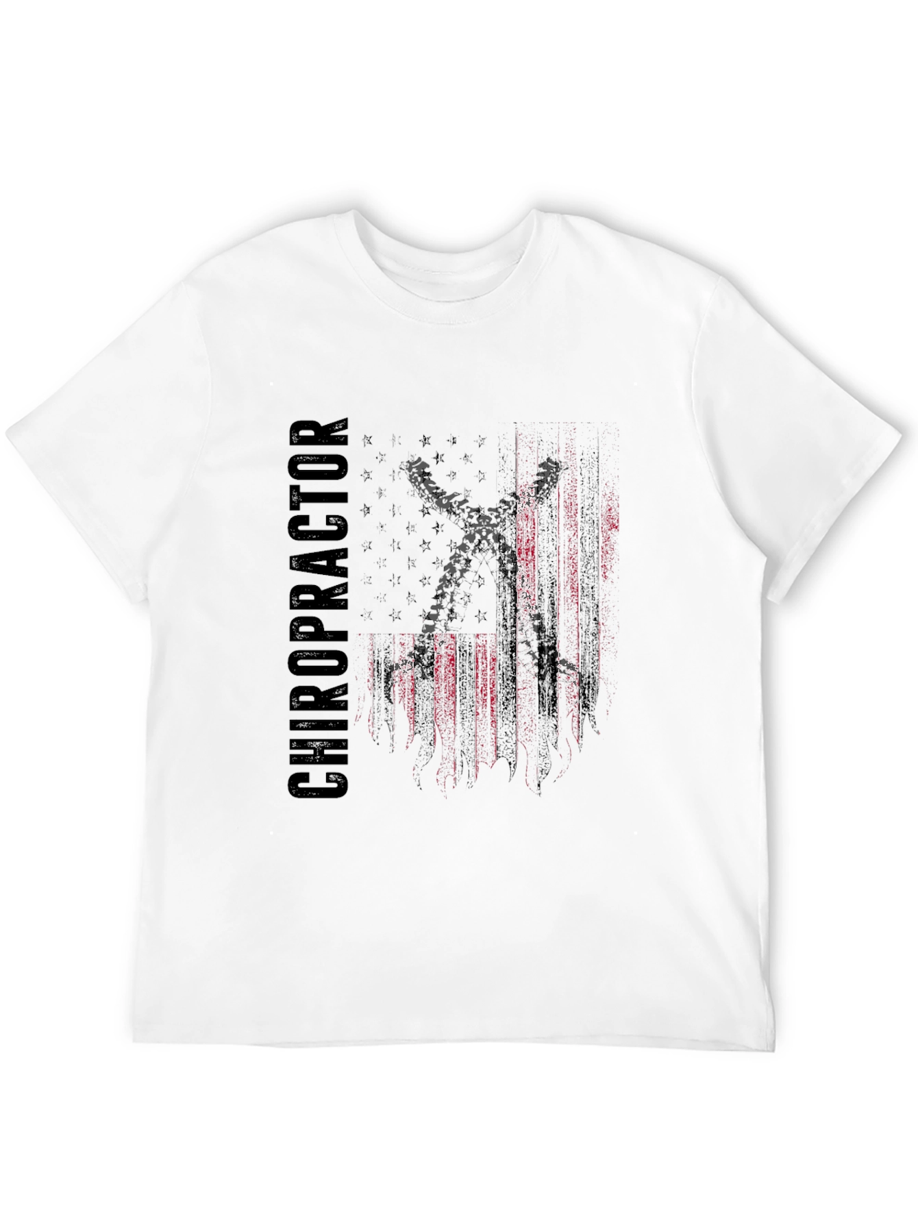 Black Chiropractor USA Flag Graphic T-Shirt view 12