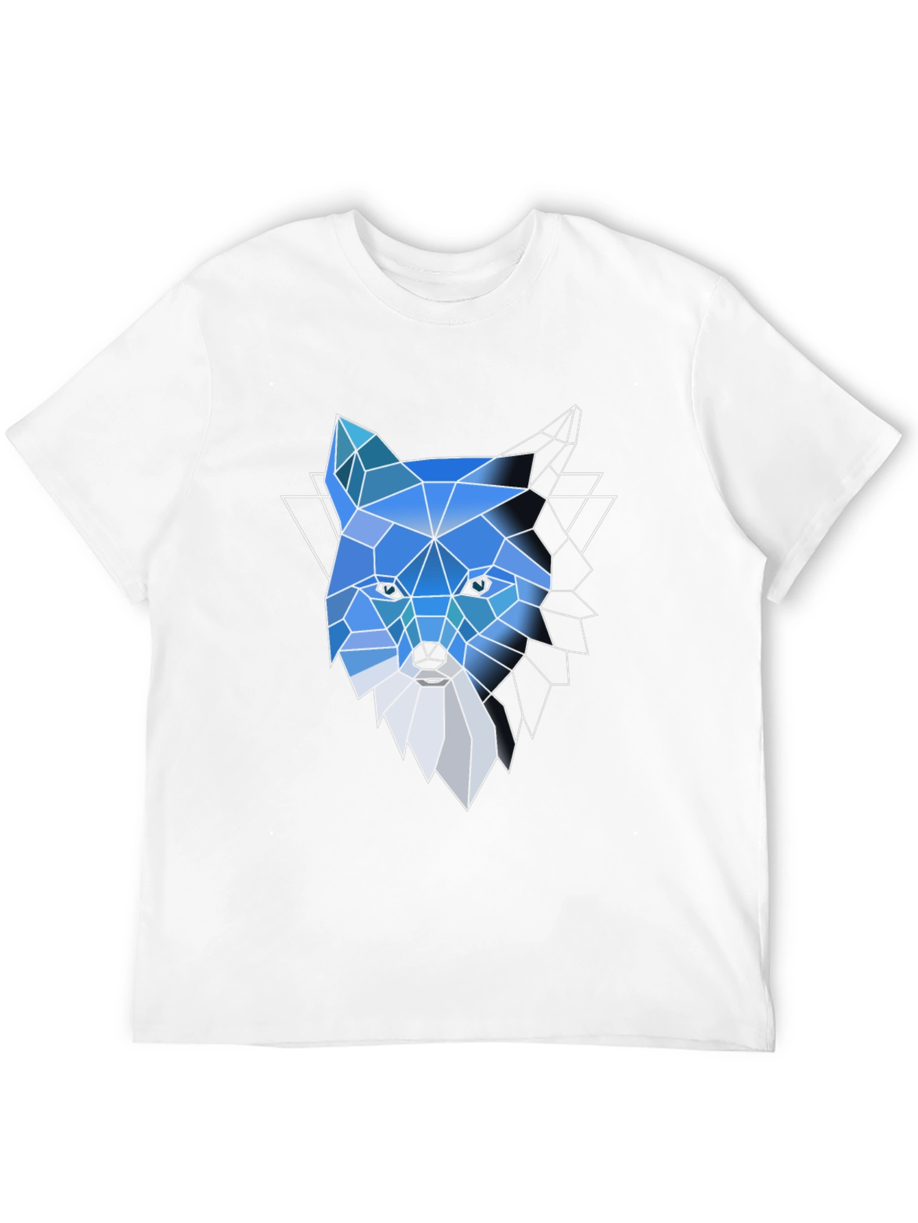 Black Geometric Fox Graphic Tee - Modern Crew Neck T-Shirt view 12