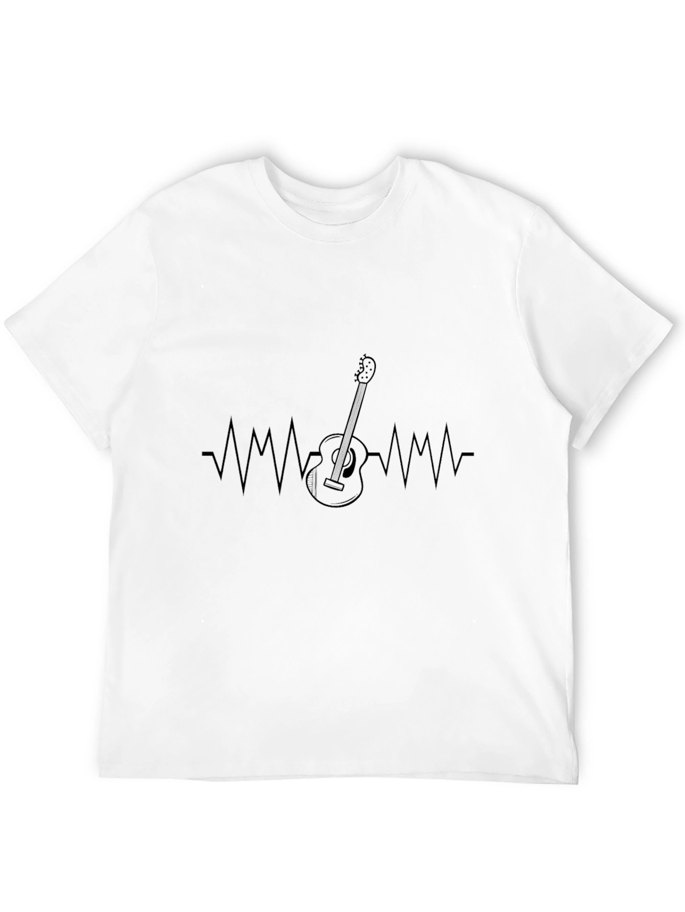 Black Guitar Heartbeat T-Shirt - Music Lover Tee view 12