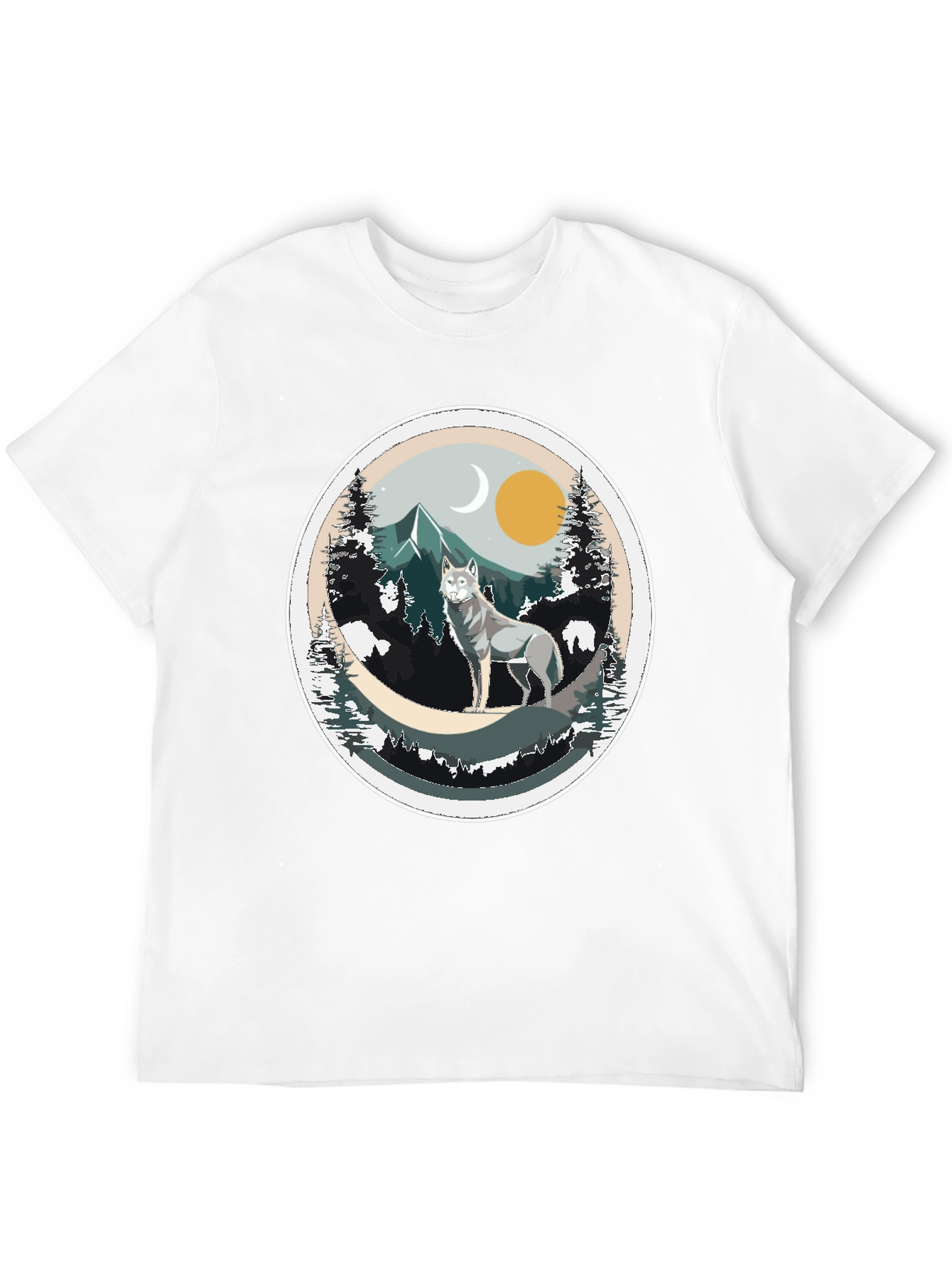 Black Wolf Mountain Graphic Tee - Nature Inspired T-Shirt view 12