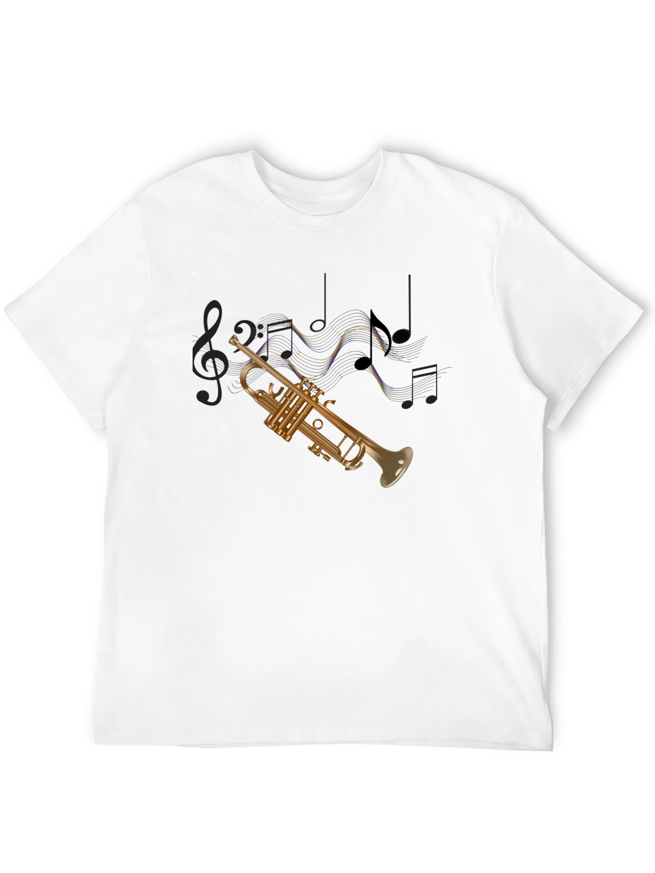 Black Trumpet Music Notes T-Shirt view 12