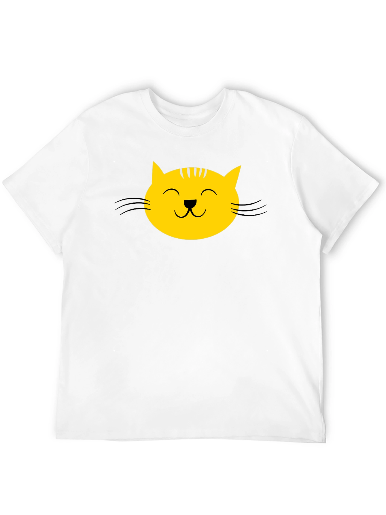Black Black T-Shirt with Yellow Cat Face Graphic view 12