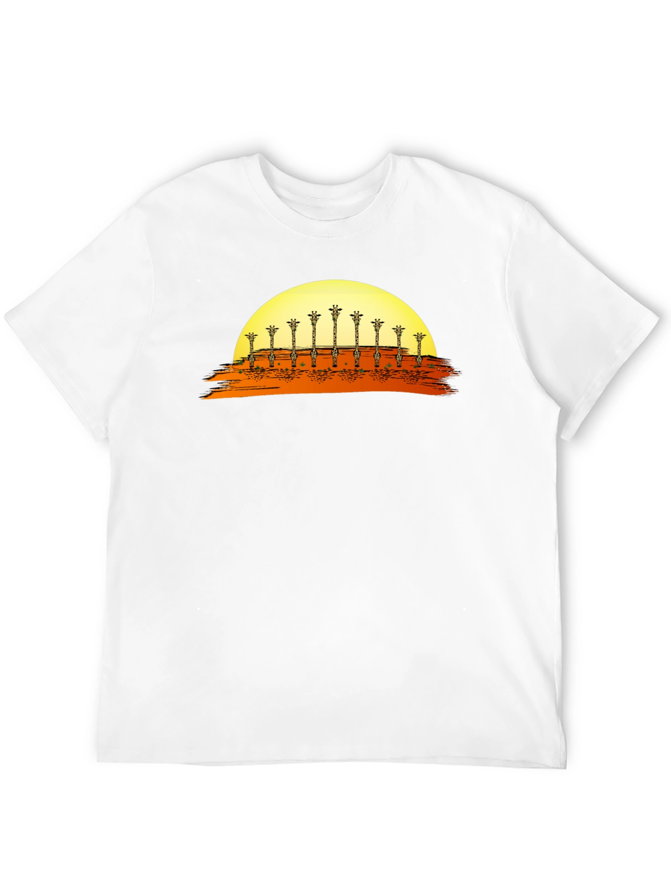 Black Giraffe Sunset Graphic T-Shirt view 12