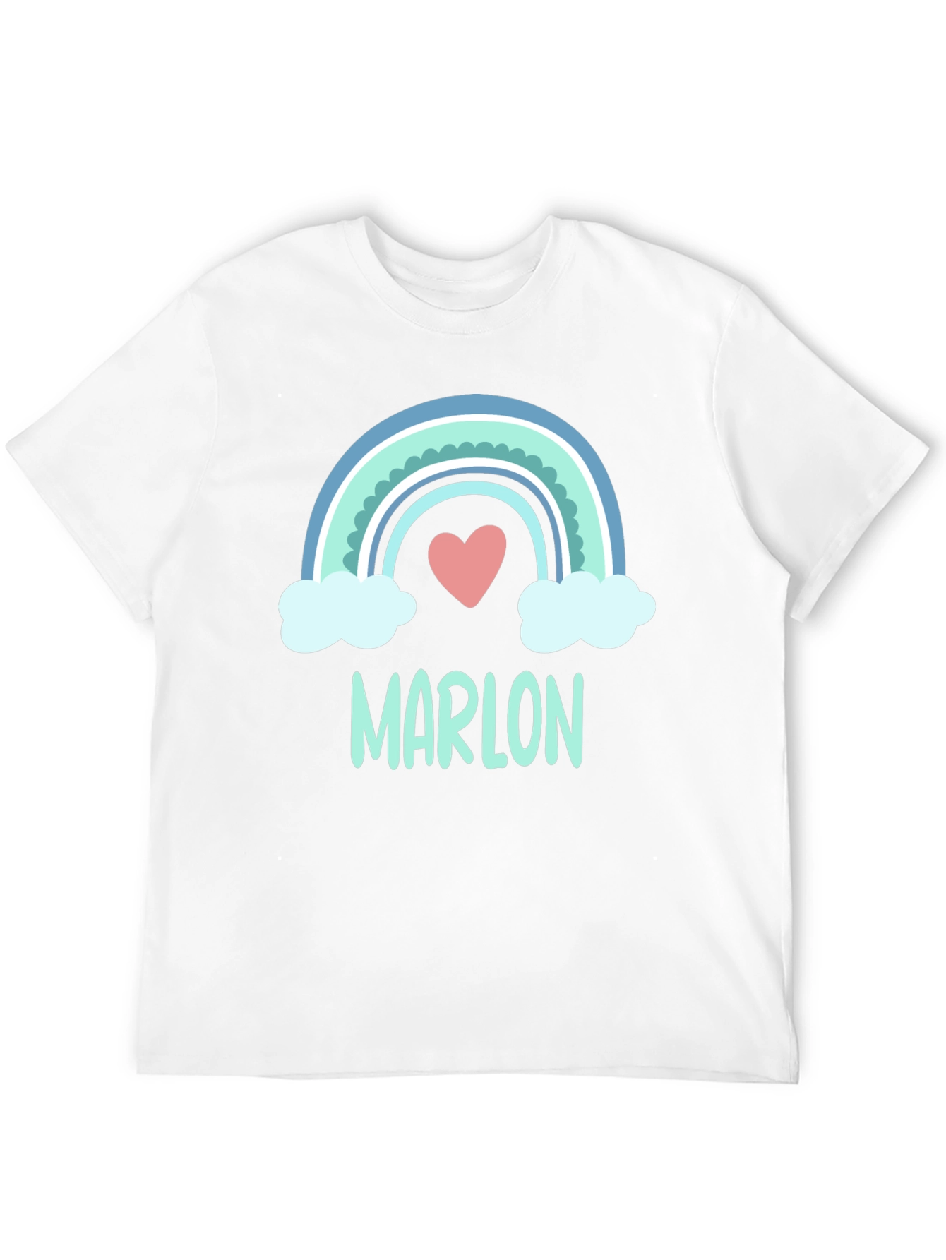 Black Personalized 'Marlon' Rainbow Heart T-Shirt view 12