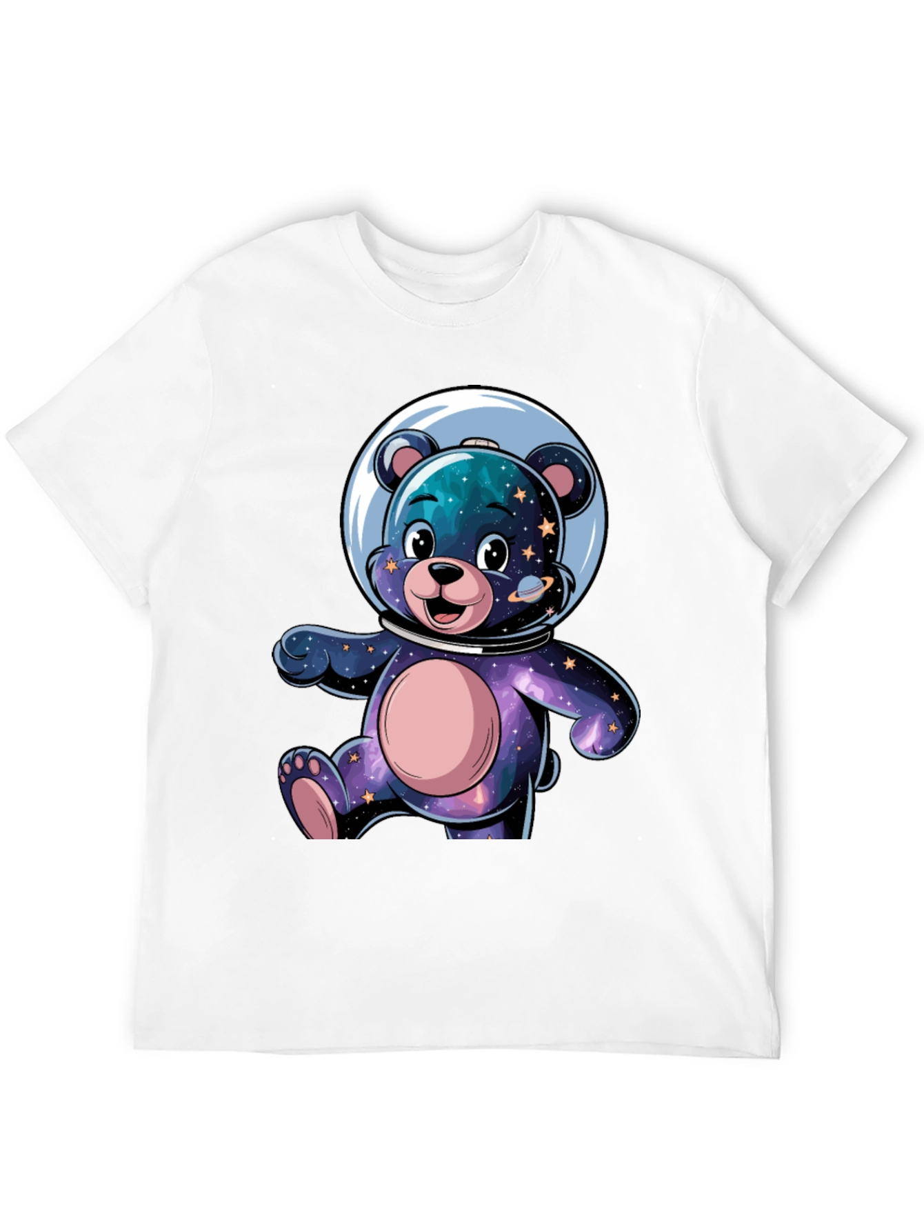 Black Astronaut Bear Graphic Tee - Galaxy Design view 12