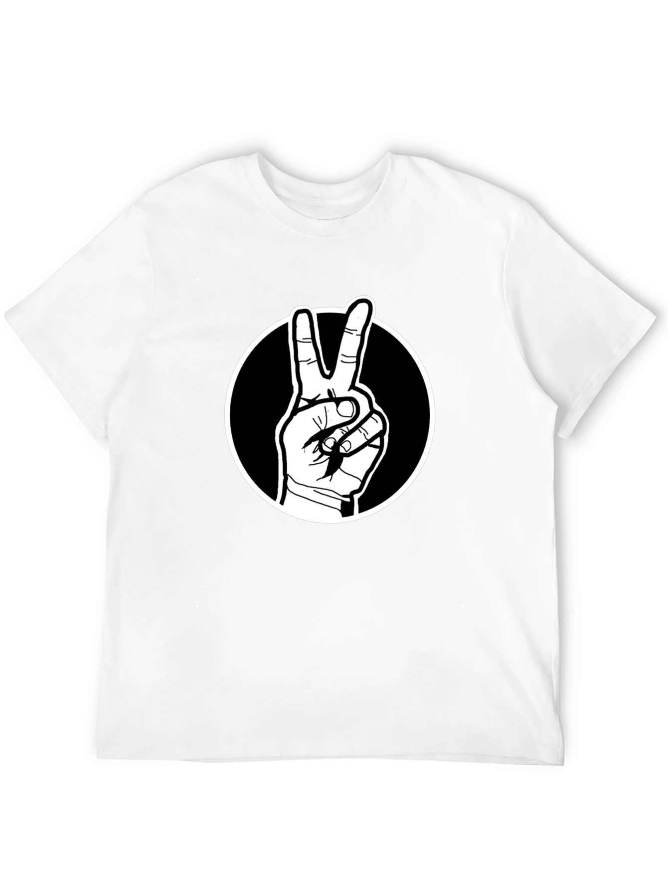 Black Peace Sign Graphic Tee - Black Cotton T-Shirt view 12