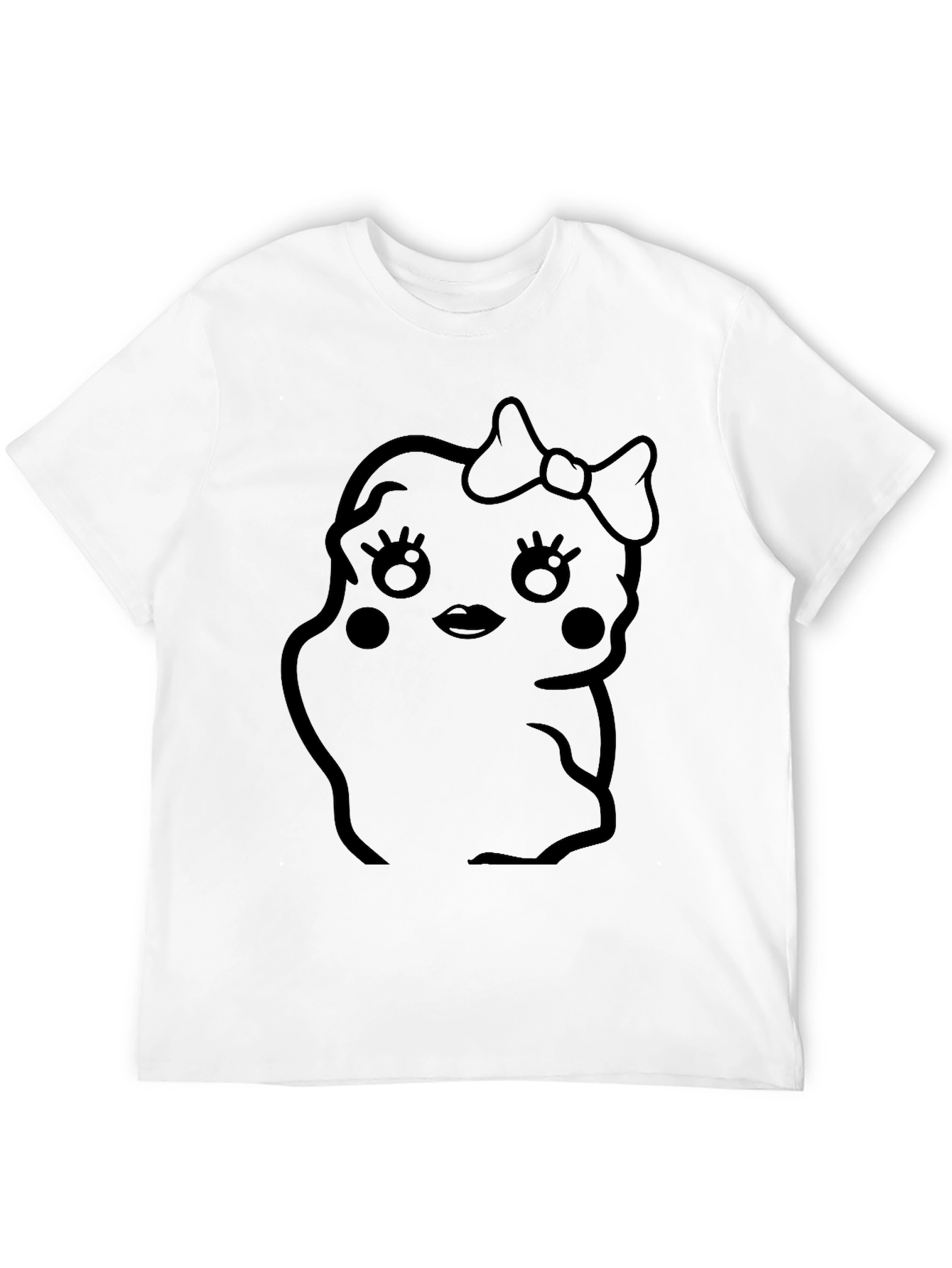 Black Kawaii Potato Girl Graphic Tee - Black Cotton Comfort view 12