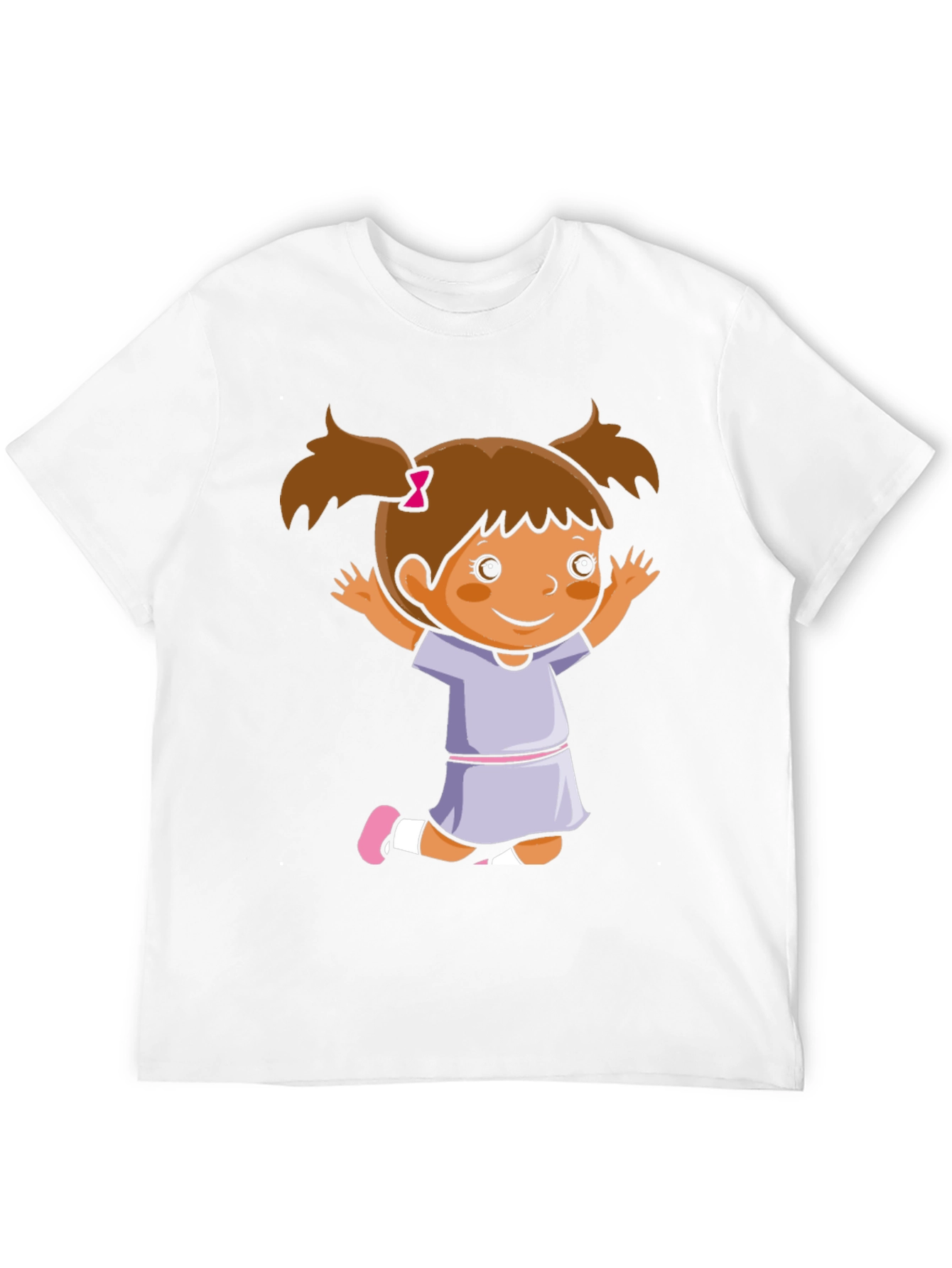 Black Cute Girl Cartoon Black T-Shirt view 12