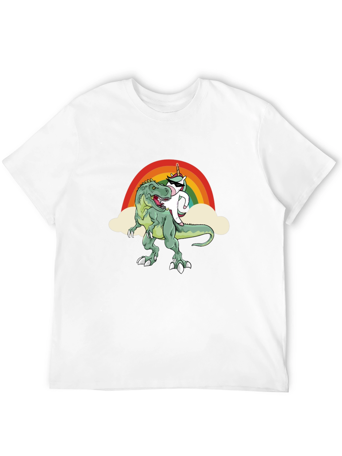 Black Unicorn Riding Dinosaur T-Shirt Funny Tee view 12