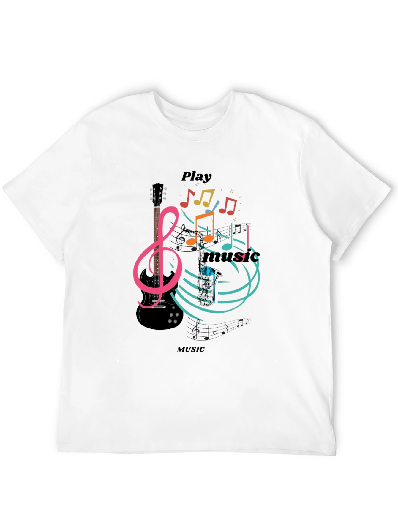 Black Play Music Graphic T-Shirt - Stylish Black Tee view 12
