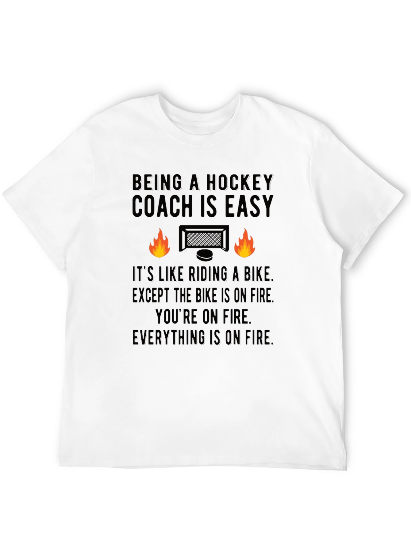 Black Hockey Coach T-Shirt - Funny On Fire Design view 12