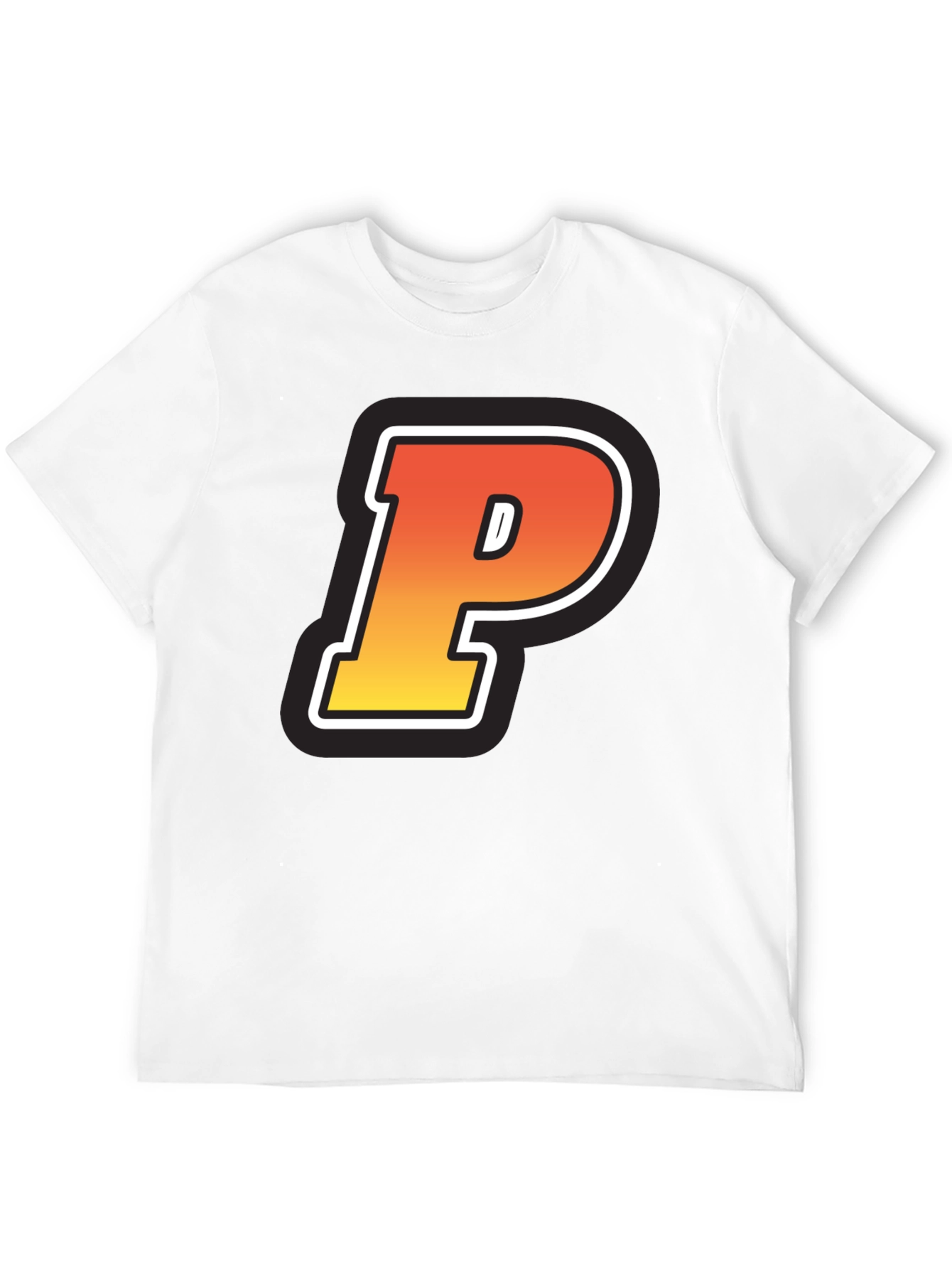 Black Retro P Letter T-Shirt - Black Cotton Tee view 12