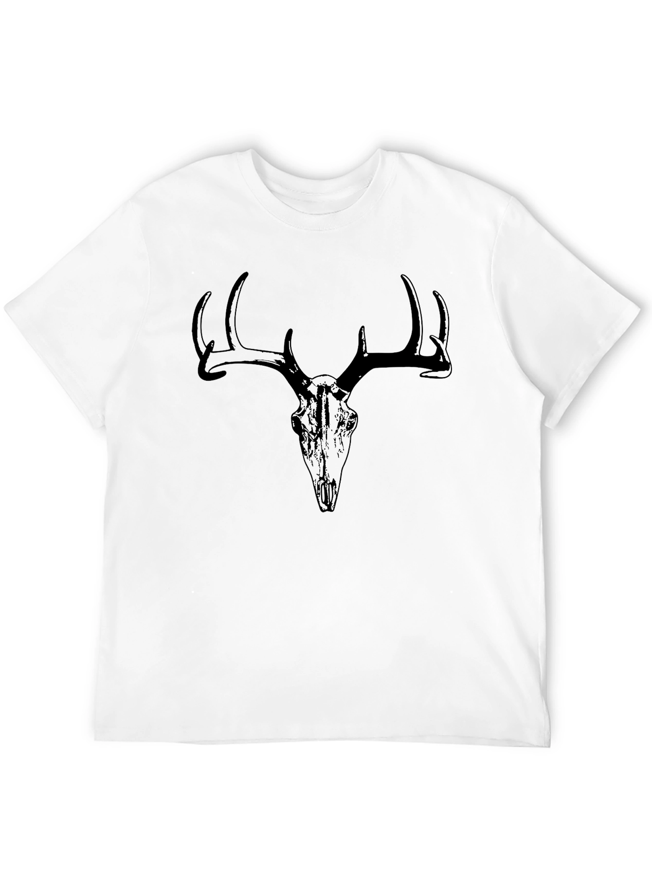 Black Men's Black T-Shirt with Deer Skull Graphic view 12