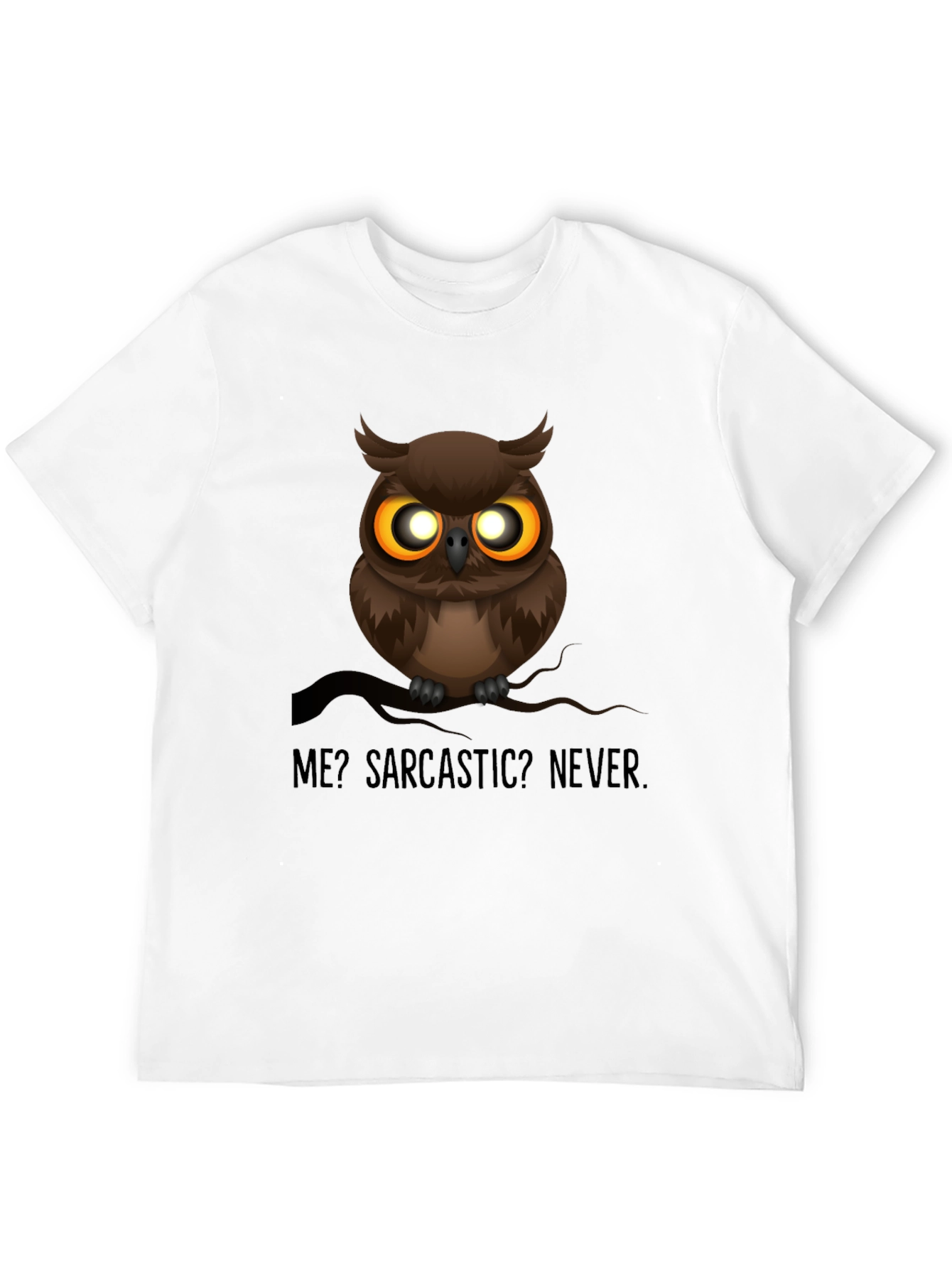 Black Sarcastic Owl Graphic T-Shirt - Men's Black Crew Neck view 12