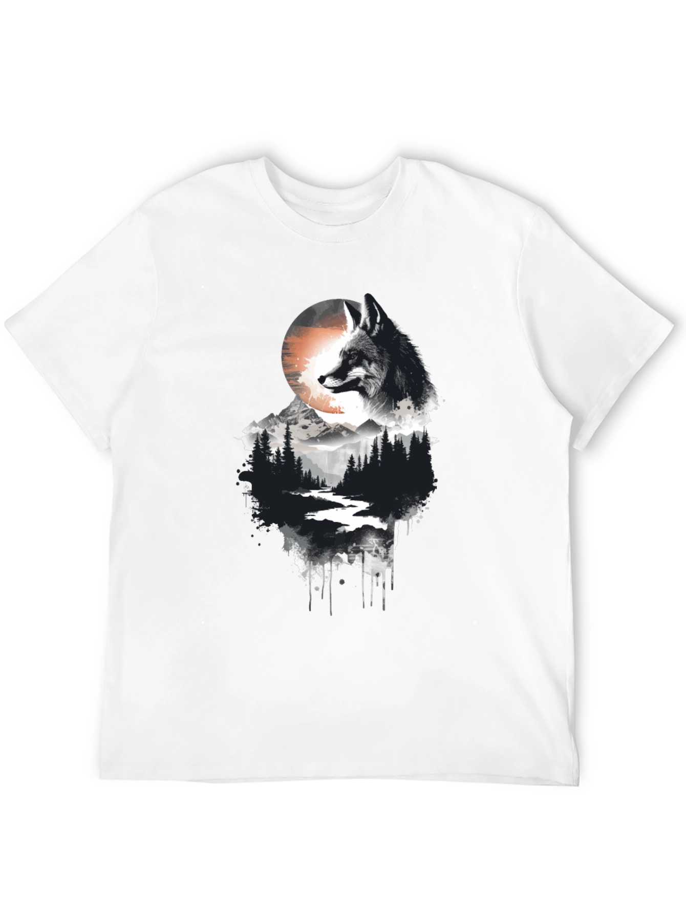 Black Fox Landscape Graphic Tee - Nature Inspired Style view 12