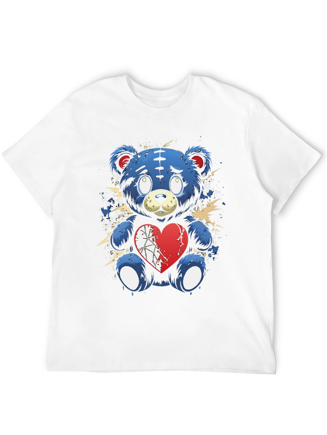 Black Broken Heart Teddy Bear Graphic Tee - Black view 12