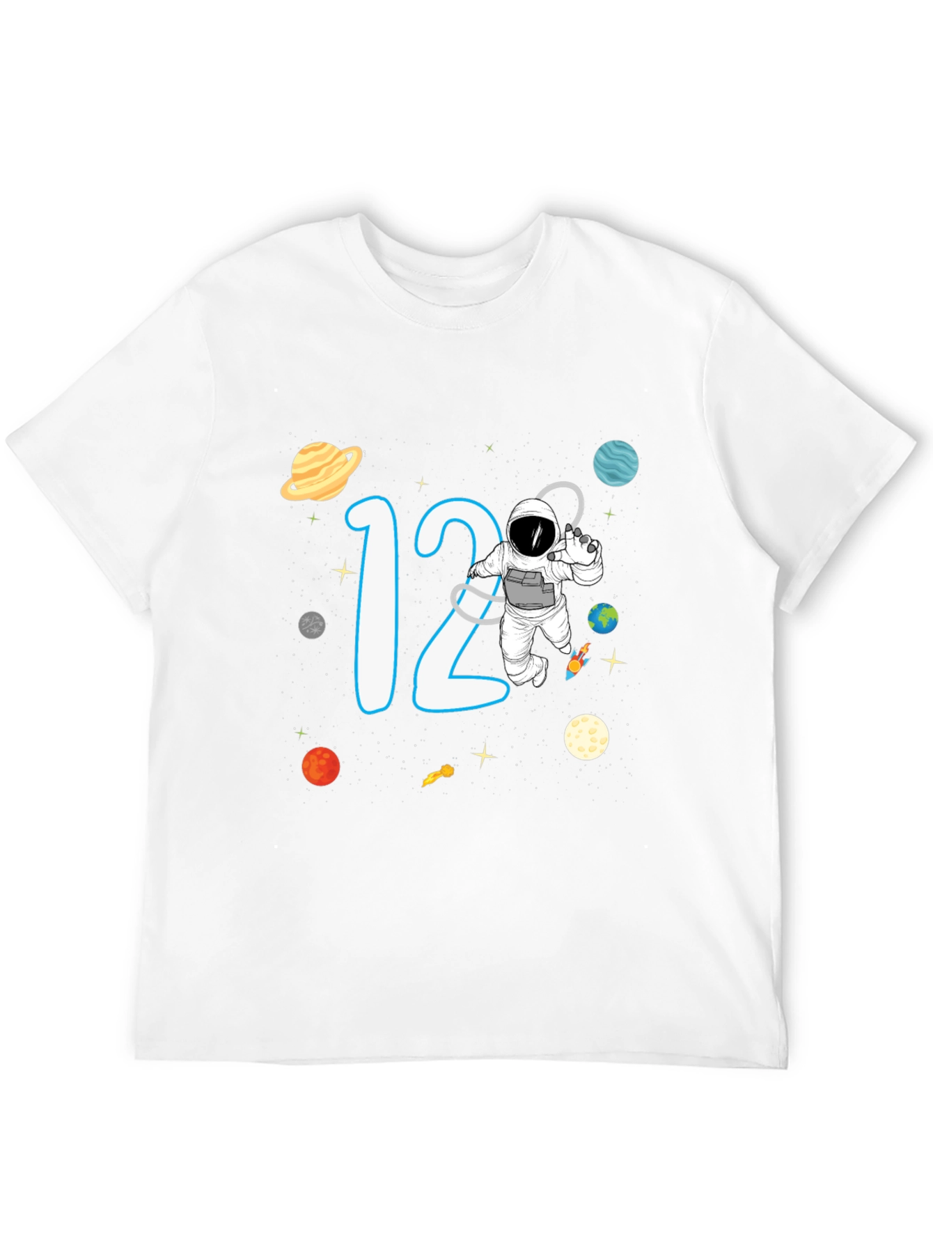 Black 12th Birthday Space Adventure T-Shirt view 12