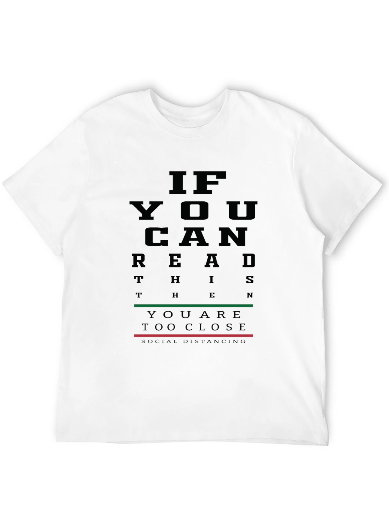 Black Funny Social Distancing T-Shirt - Eye Chart Design view 12