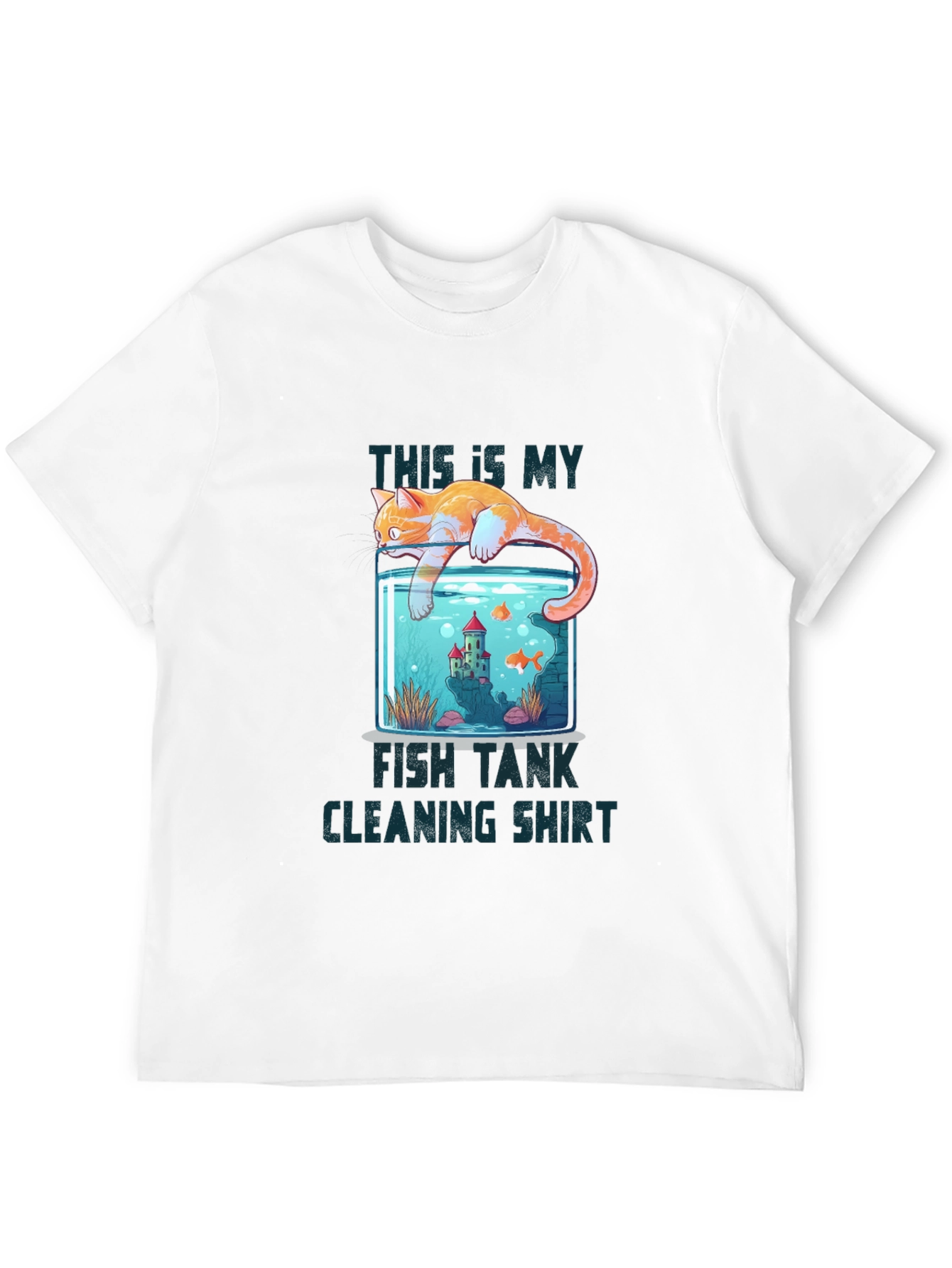Black Cat Fish Tank Cleaning T-Shirt view 12