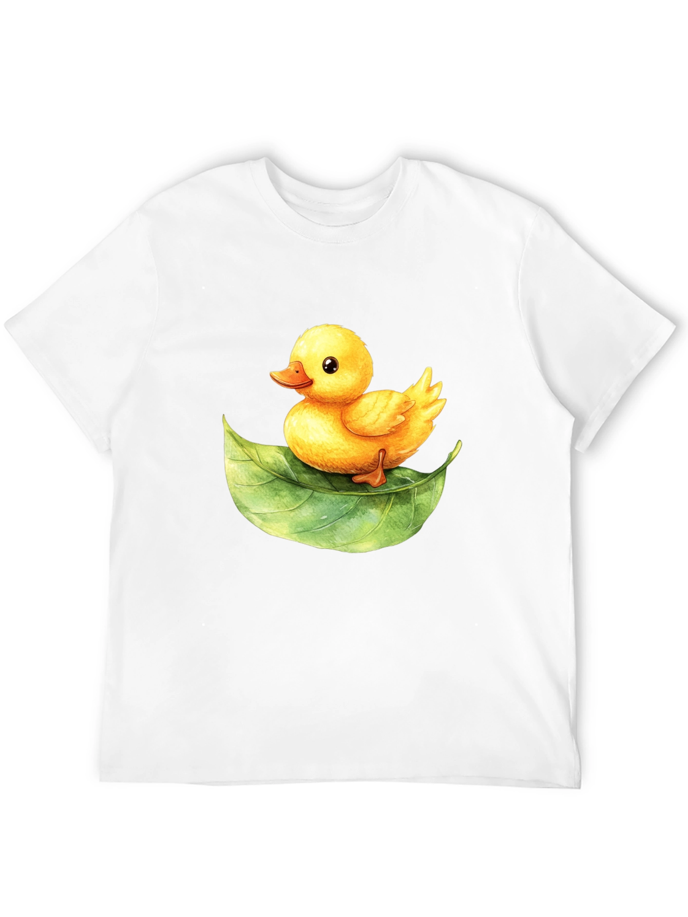 Black Cute Duckling on Leaf Graphic Tee view 12