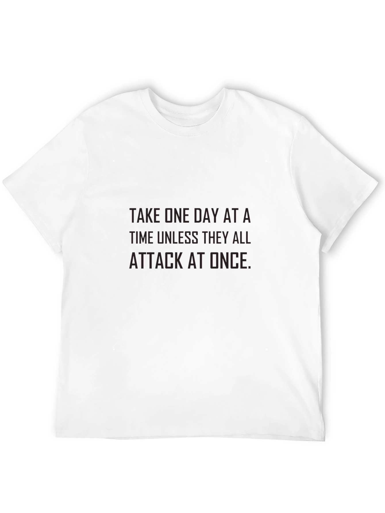 Black Humorous Graphic Tee - 'Take One Day At A Time' Slogan view 12