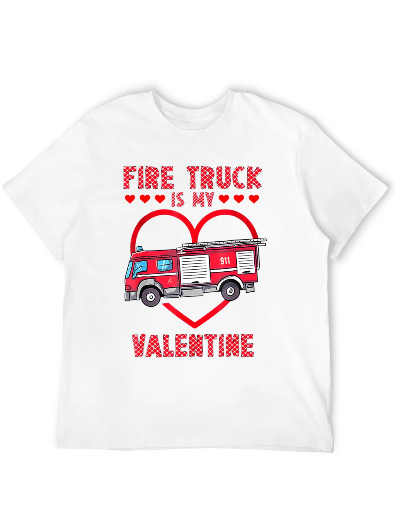 Black Fire Truck Valentine's Day Graphic Tee view 12