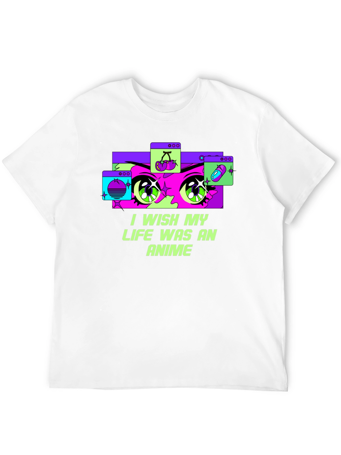 Black I Wish My Life Was Anime Graphic T-Shirt view 12