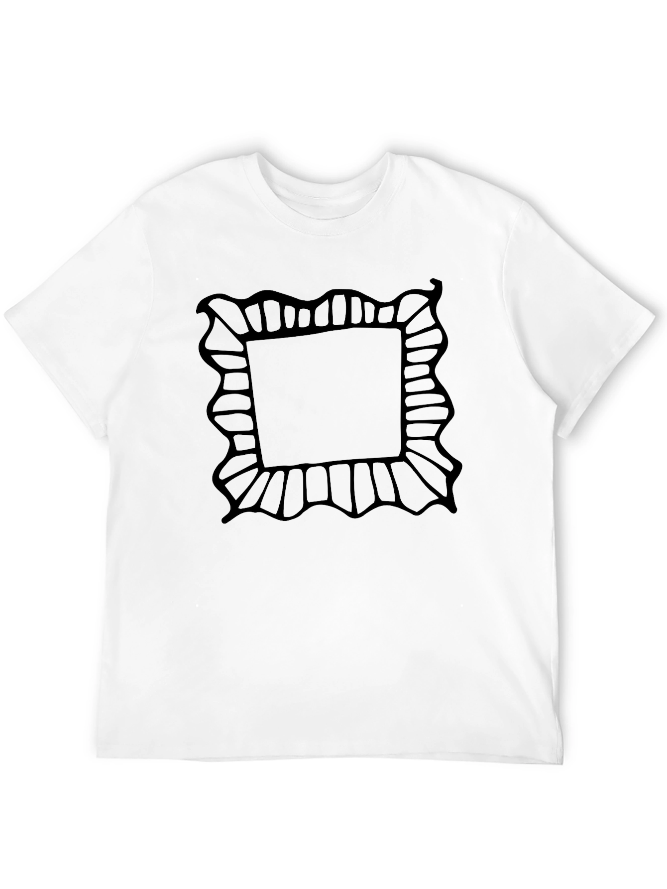 Black Black T-Shirt with Abstract Frame Design view 12