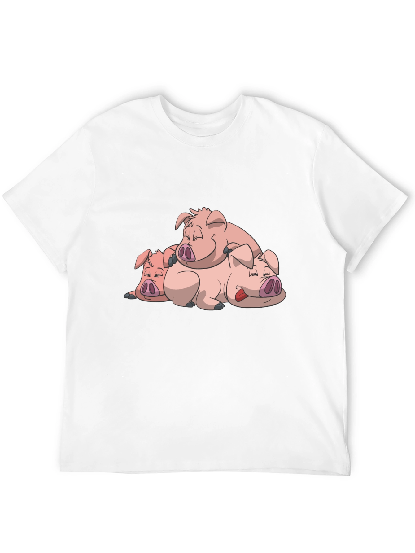 Black Cute Sleeping Pigs Black T-Shirt view 12