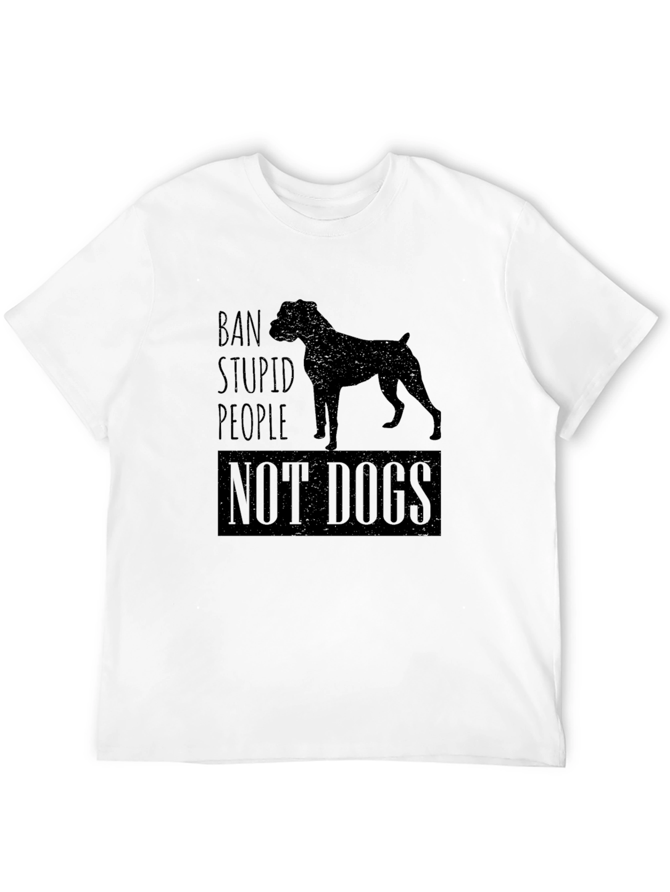 Black Ban Stupid People Not Dogs Black T-Shirt view 12