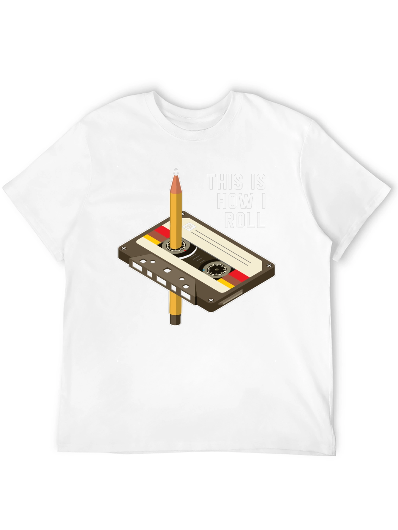 Black Retro Cassette Tape & Pencil T-Shirt - This Is How I Roll view 12