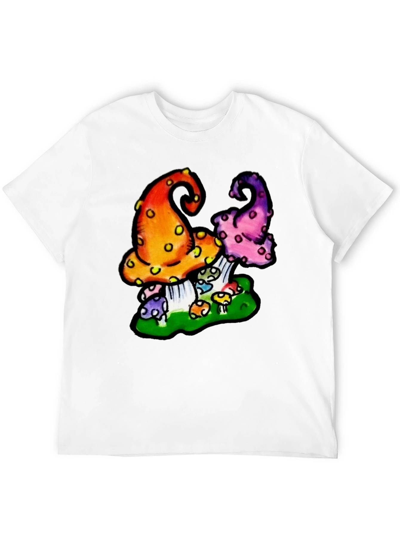 Black Funky Mushroom Graphic Tee - Black view 12