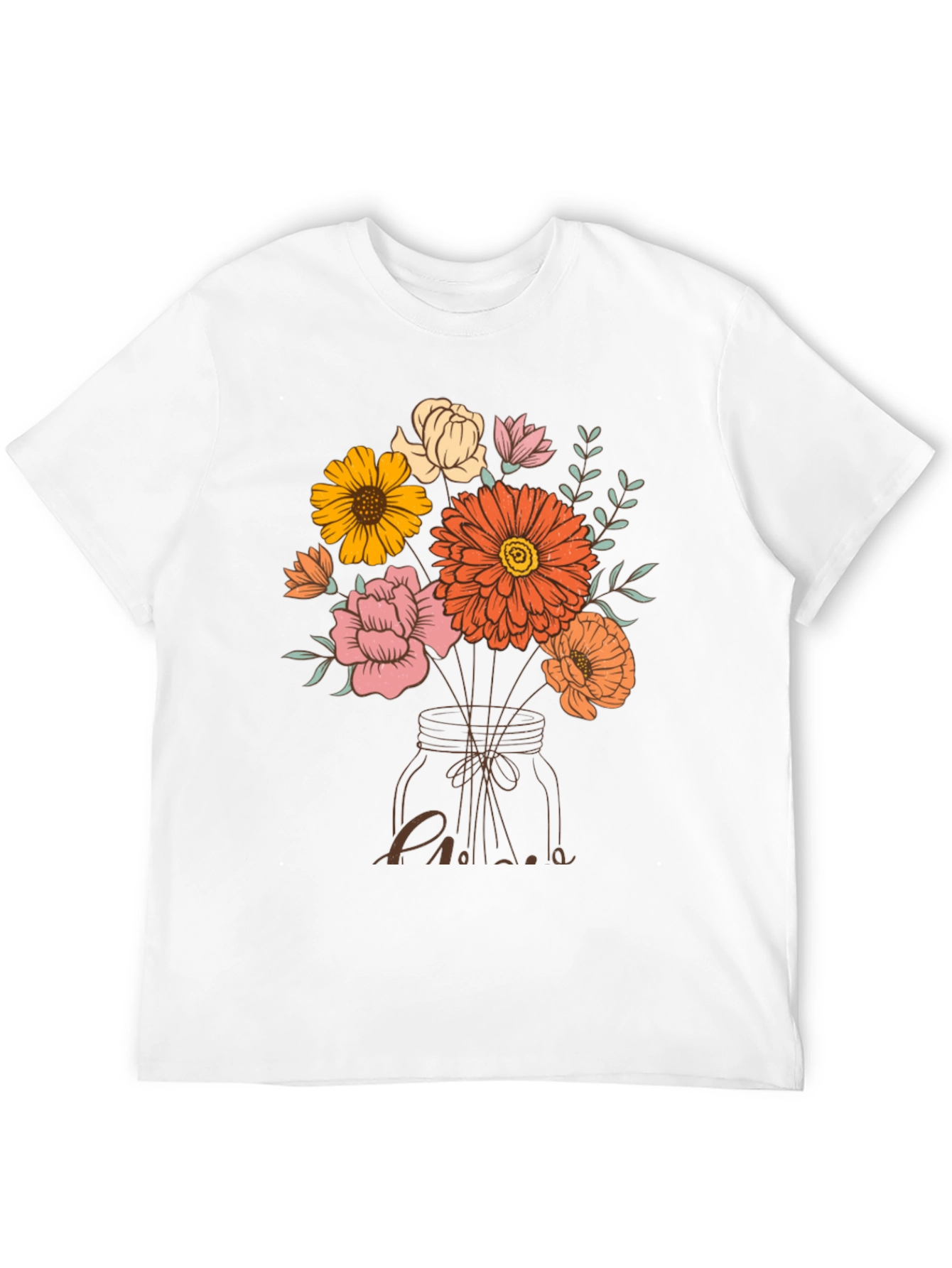 Black Floral Bouquet in Mason Jar Graphic Tee view 12