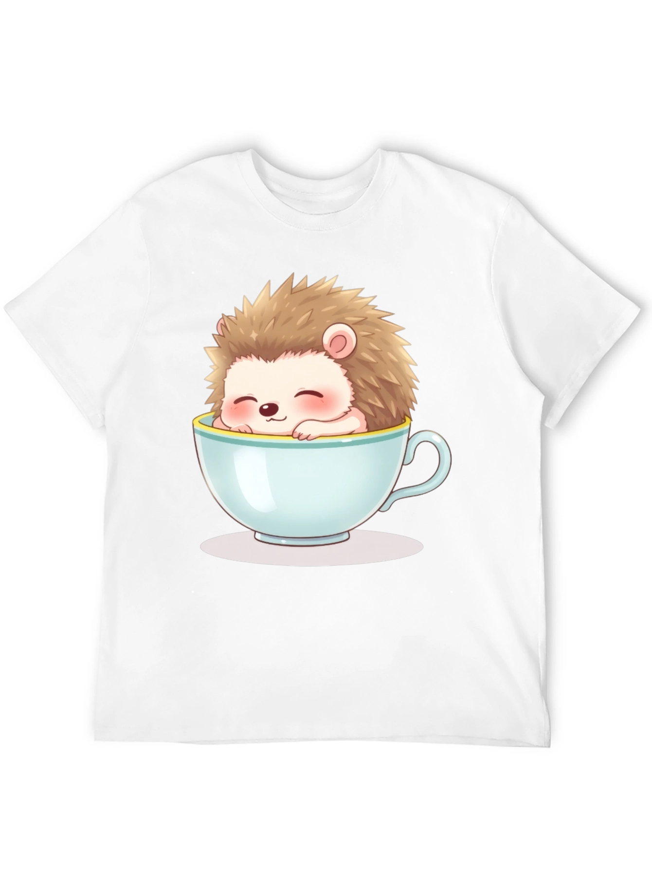 Black Cute Hedgehog in Teacup Graphic Tee - Unisex view 12