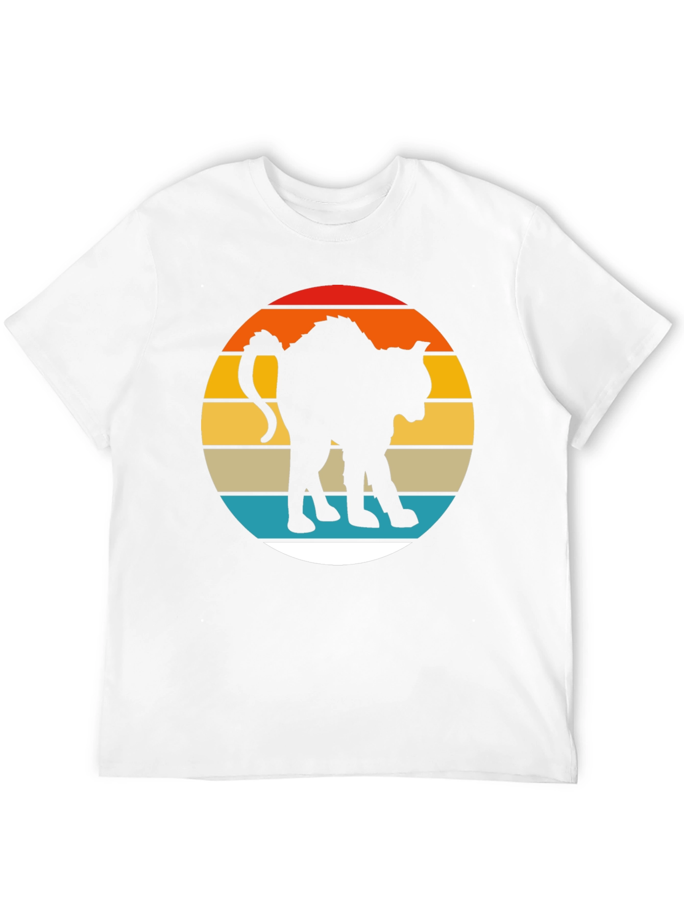 Black Retro Cat Silhouette Graphic Tee - Men's Black T-Shirt view 12