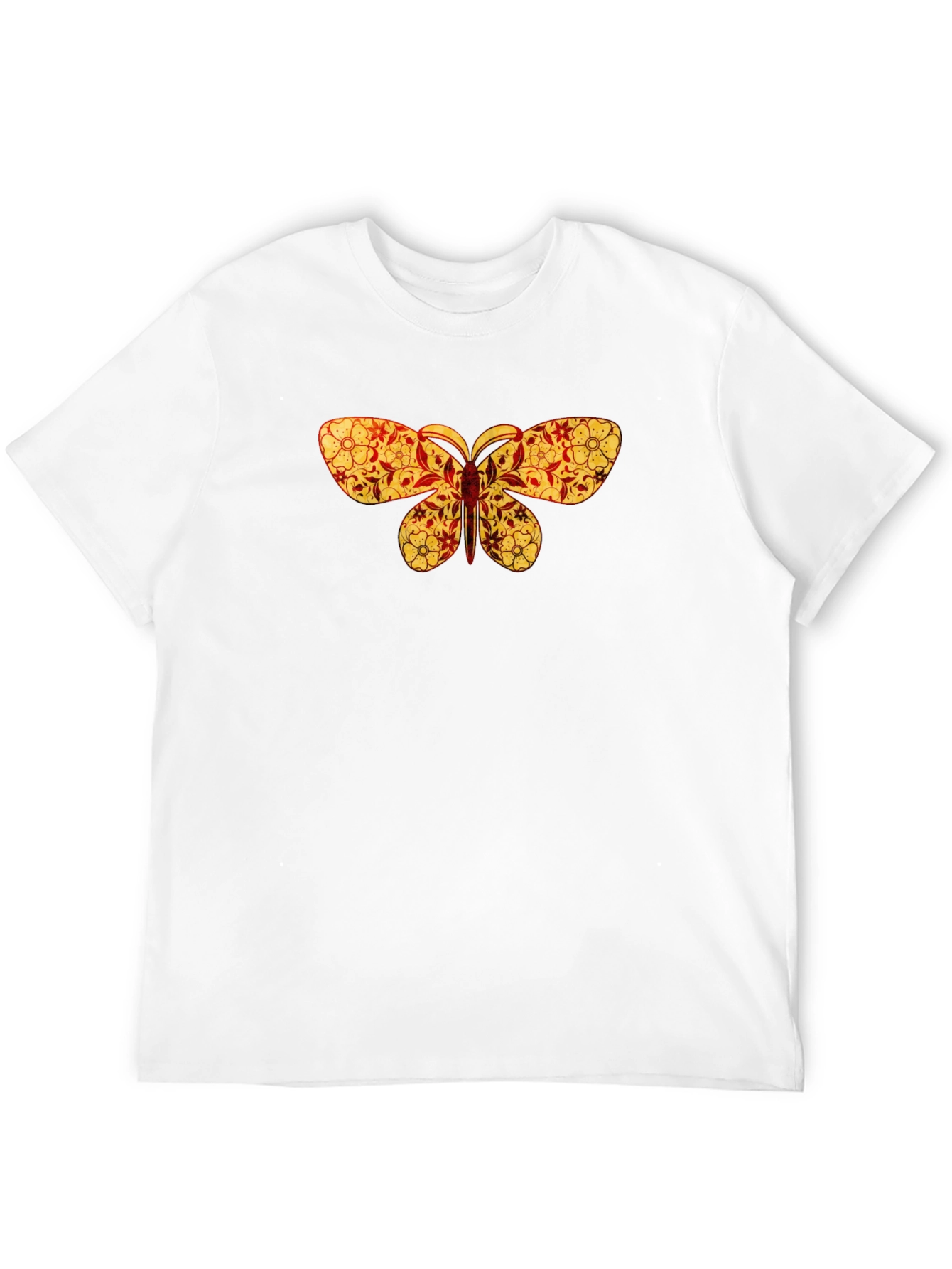 Black Floral Butterfly Print Black T-Shirt view 12