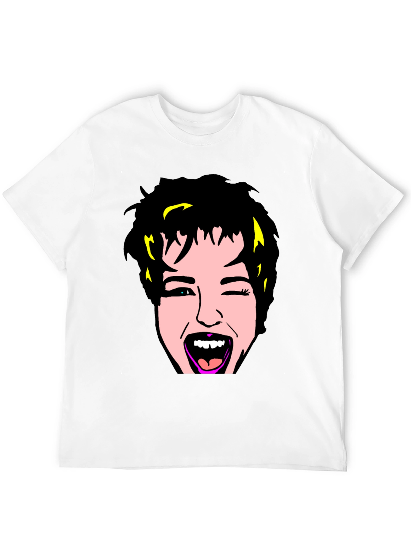 Black Winking Face Graphic Tee - Black Cotton Blend view 12